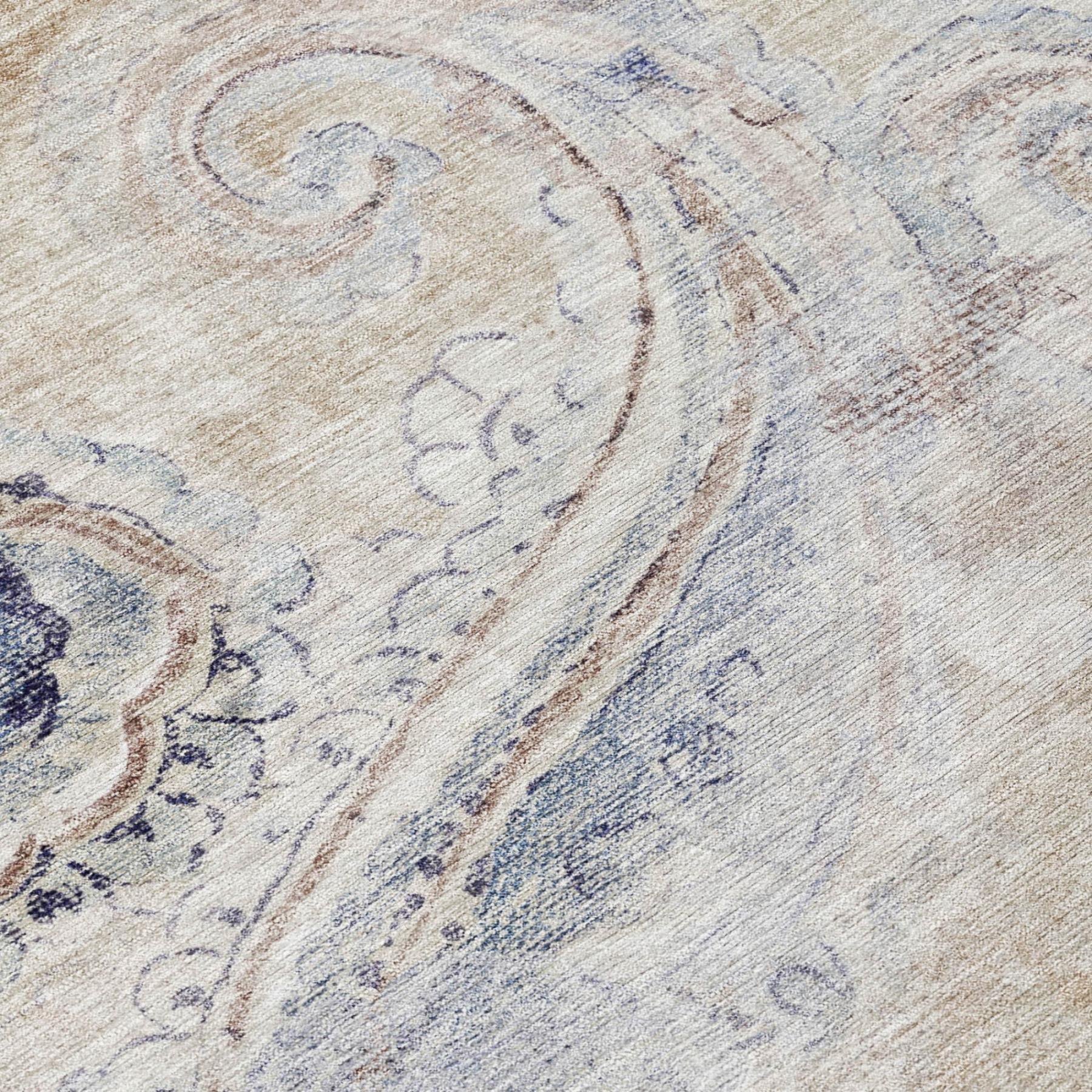 8' Beige And Brown Round Paisley Washable Indoor Outdoor Area Rug Homeroots Outdoor