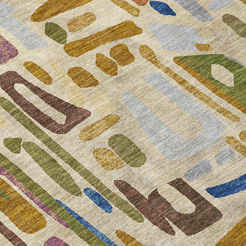 8' Beige And Copper Round Abstract Washable Indoor Outdoor Area Rug Homeroots Outdoor
