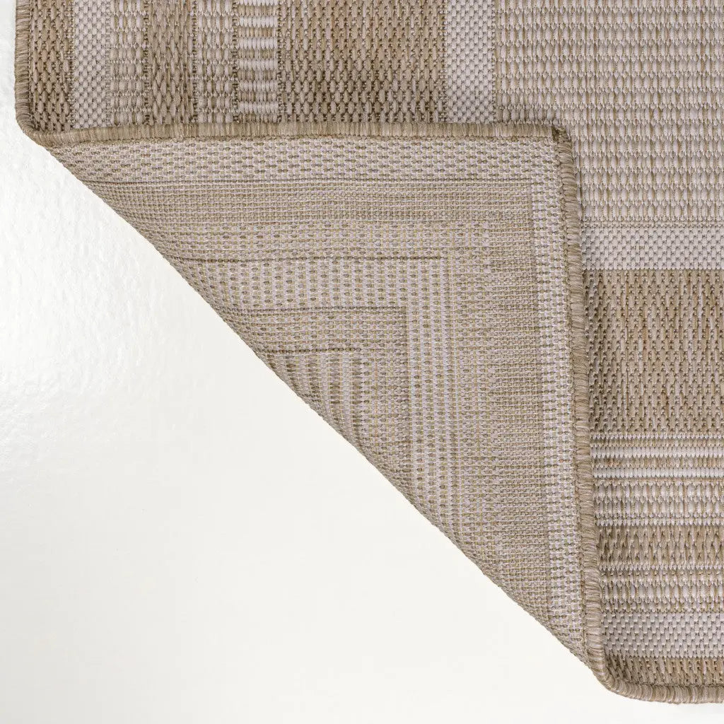 8' Beige And Cream Indoor Outdoor Runner Rug Homeroots Outdoor