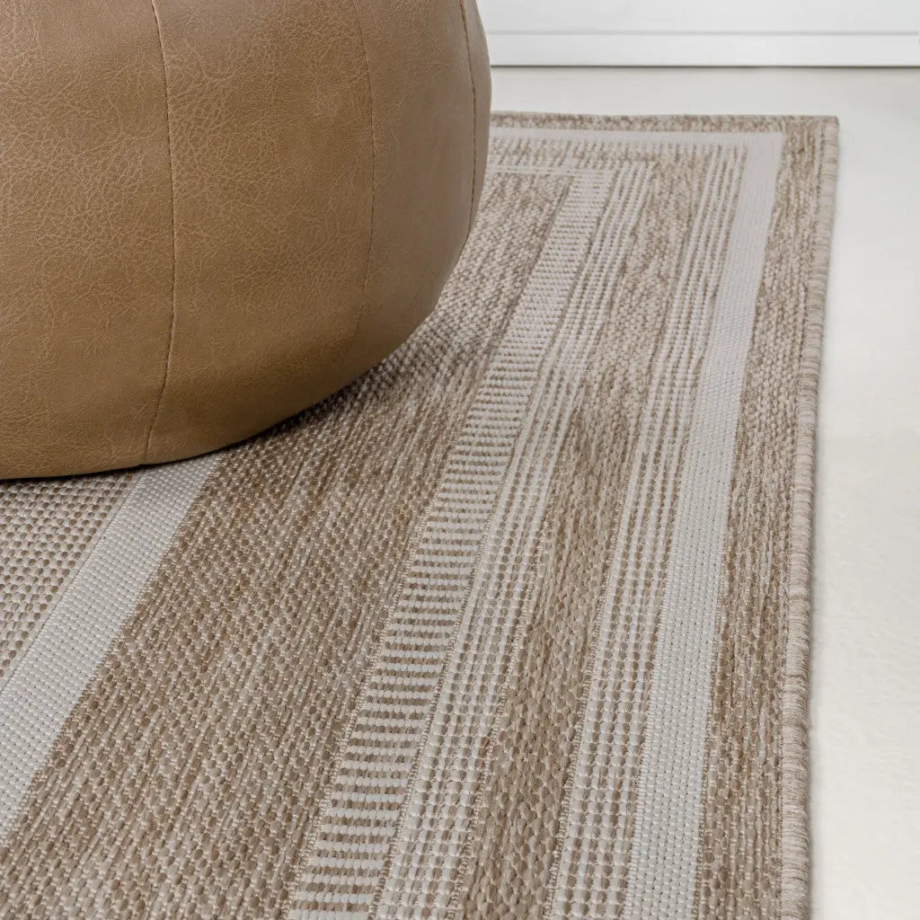 8' Beige And Cream Indoor Outdoor Runner Rug Homeroots Outdoor