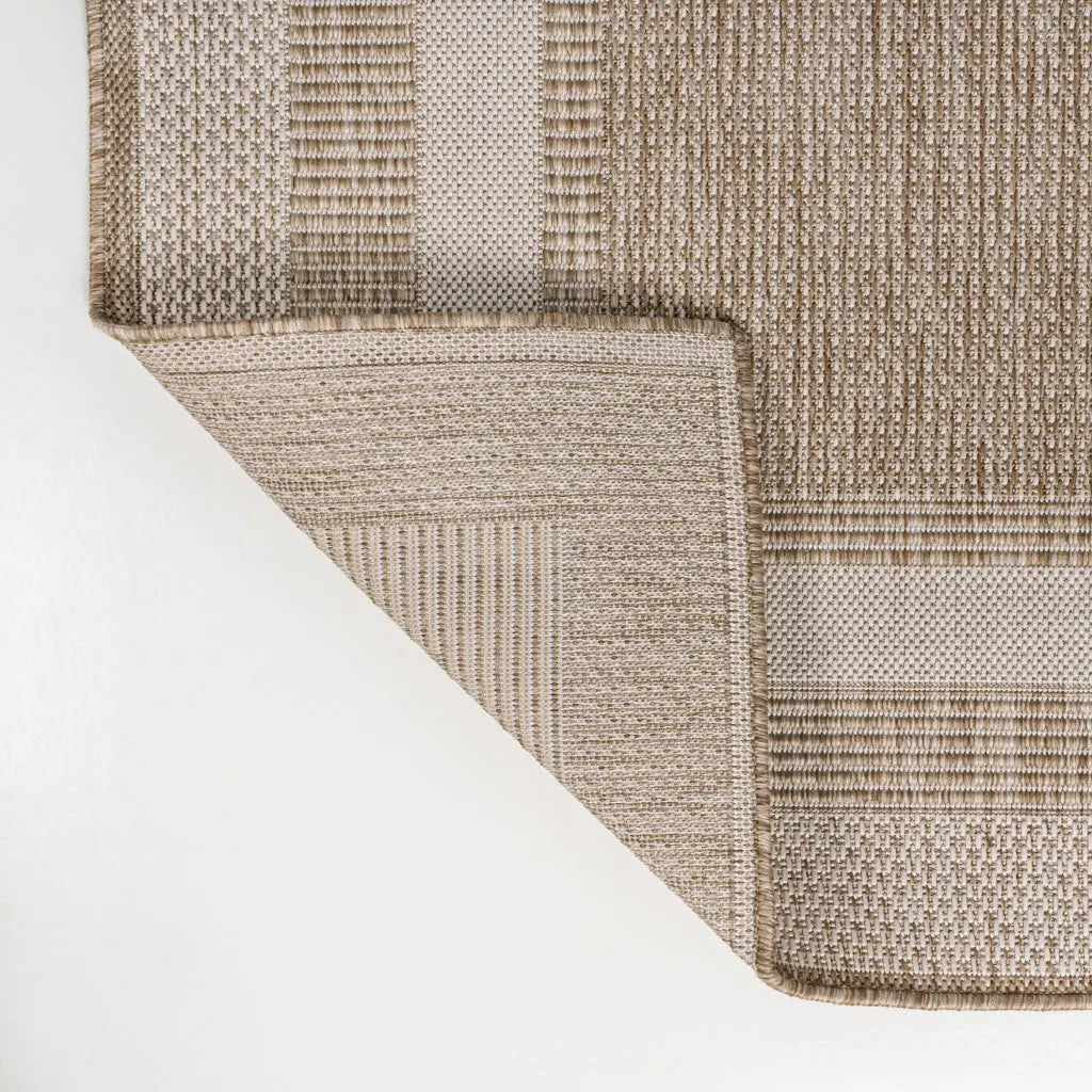 8' Beige And Cream Indoor Outdoor Runner Rug Homeroots Outdoor