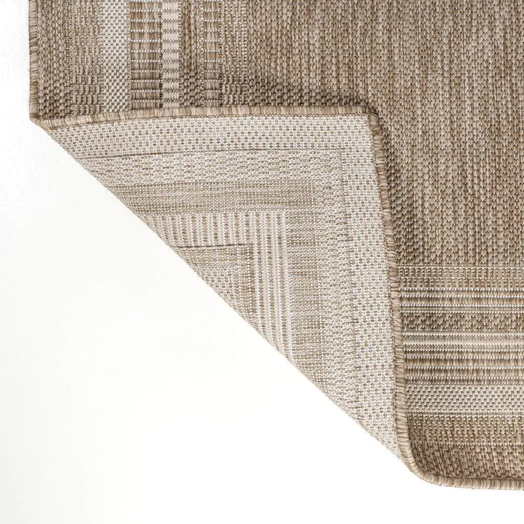 8' Beige And Cream Indoor Outdoor Runner Rug Homeroots Outdoor
