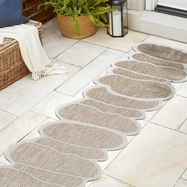 8' Beige And Cream Medallion Indoor Outdoor Runner Rug Homeroots Outdoor