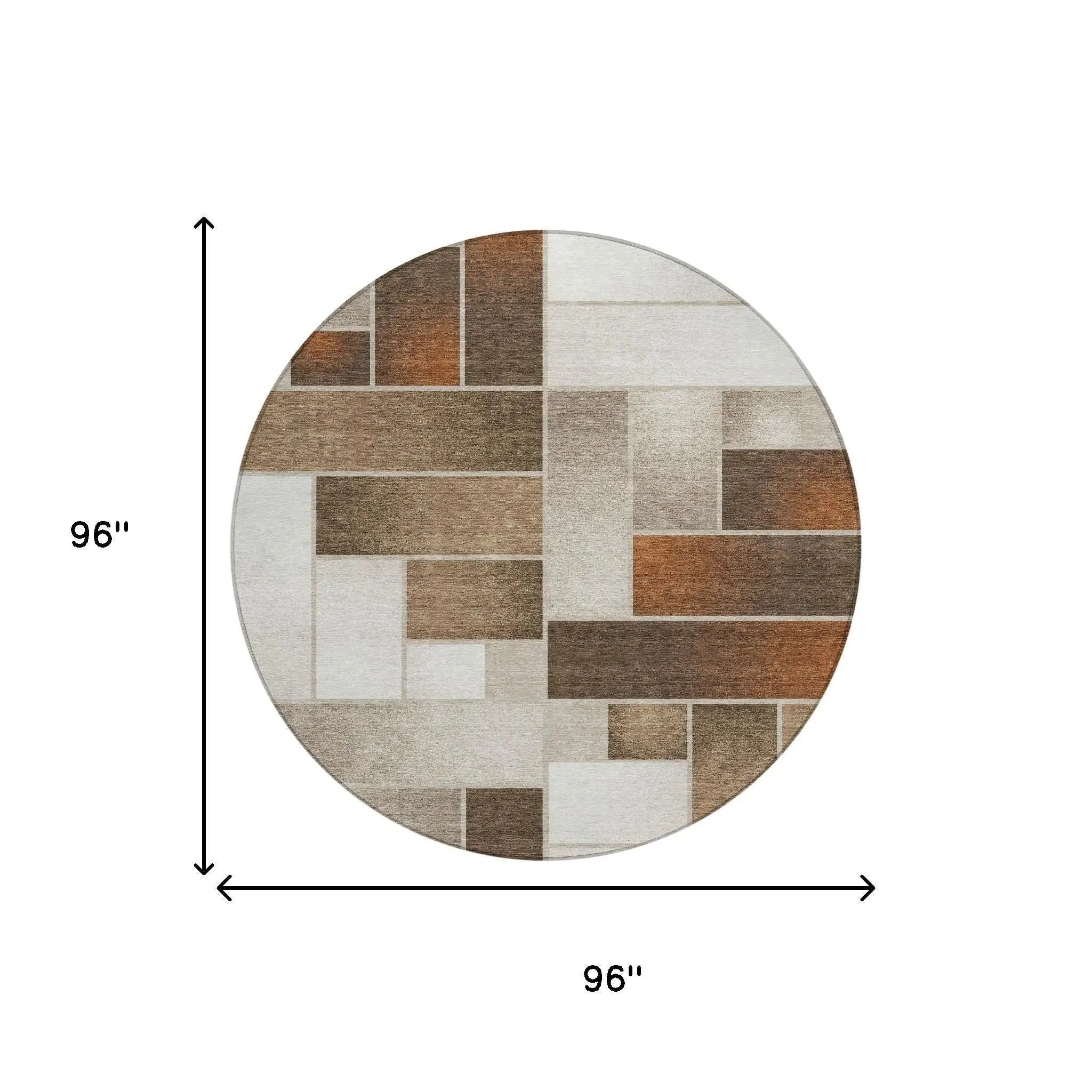 8' Beige And Graphite Round Geometric Washable Indoor Outdoor Area Rug Homeroots Outdoor