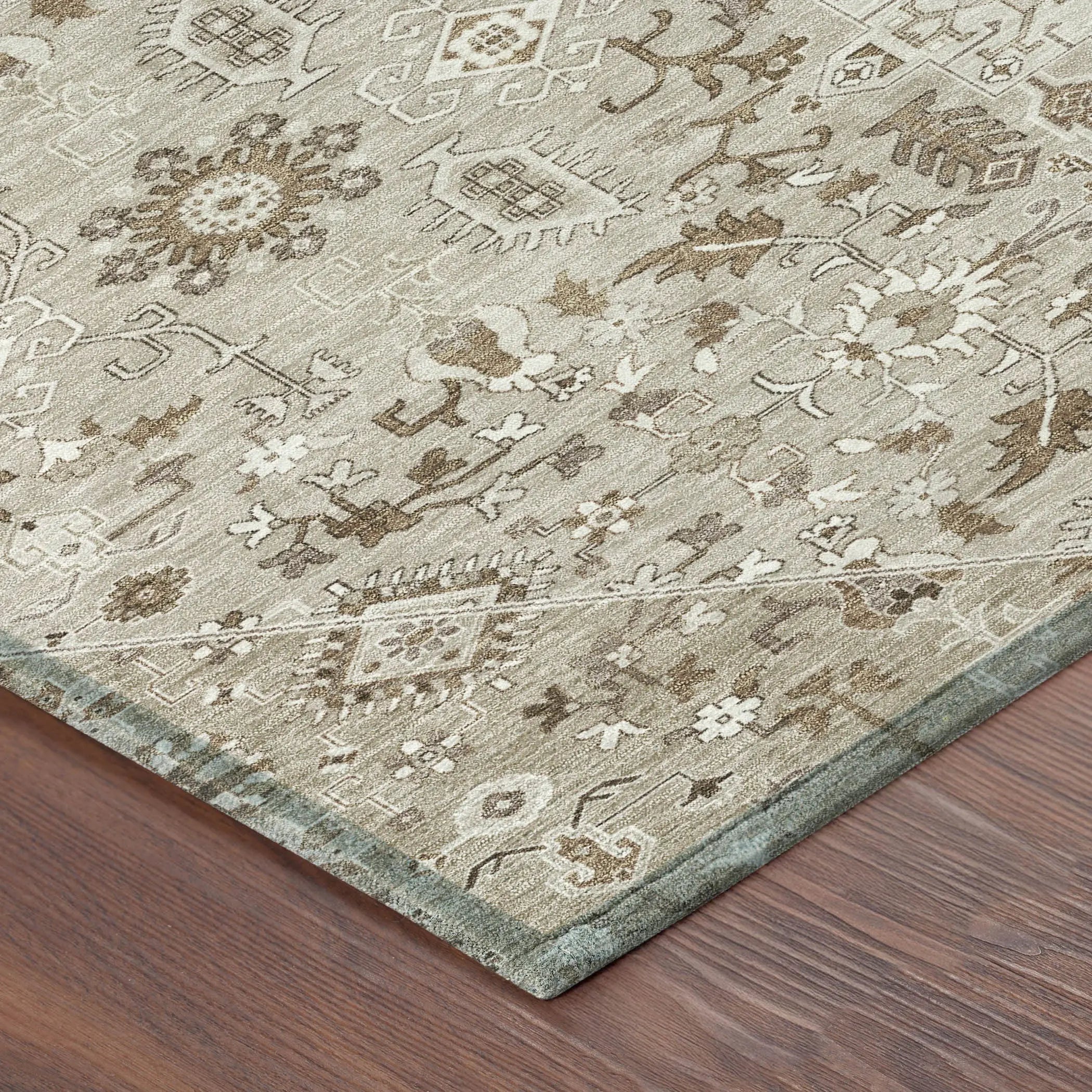 8' Beige And Graphite Round Medallion Washable Indoor Outdoor Area Rug Homeroots Outdoor
