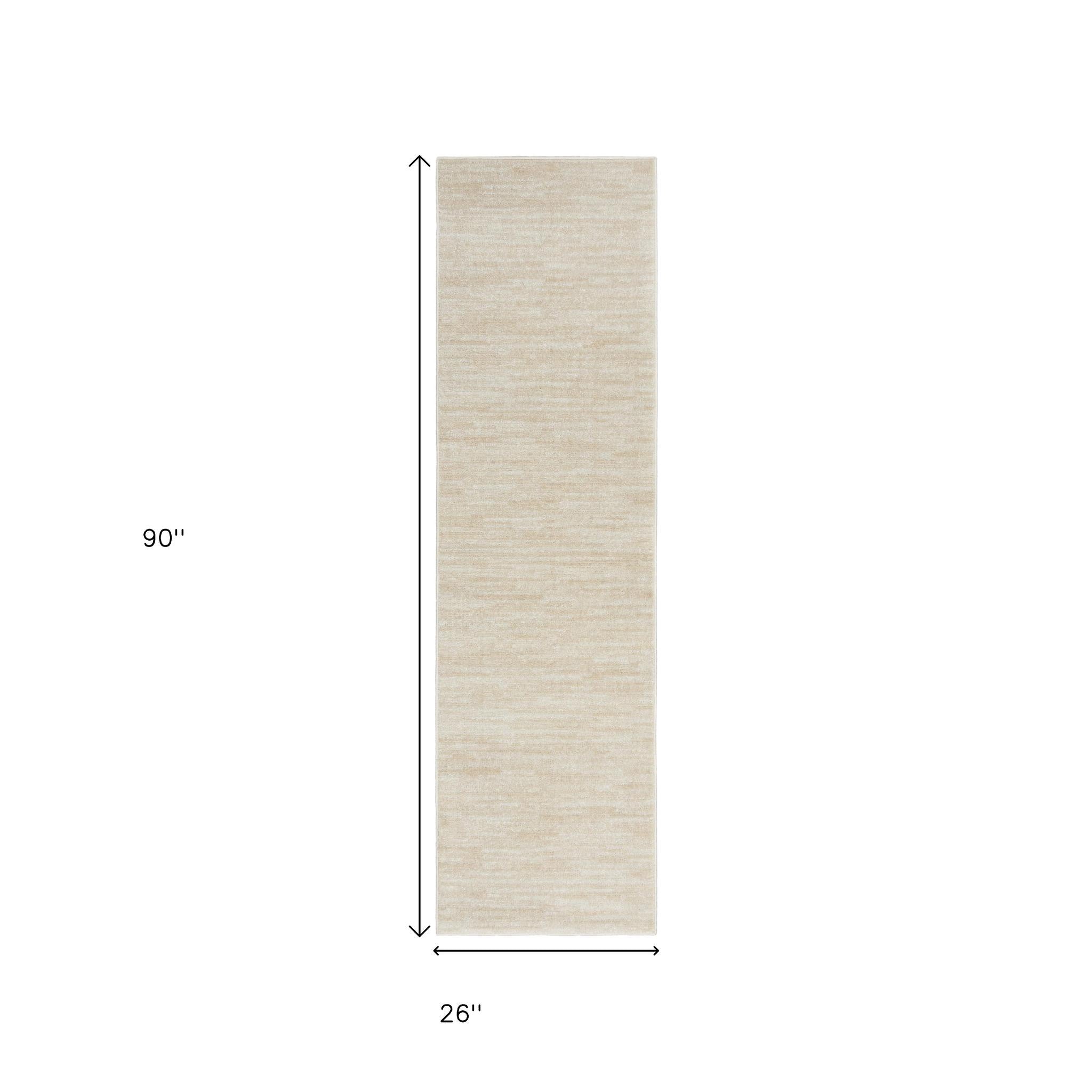 8' Beige And Ivory Indoor Outdoor Runner Rug - GreatEagleInc