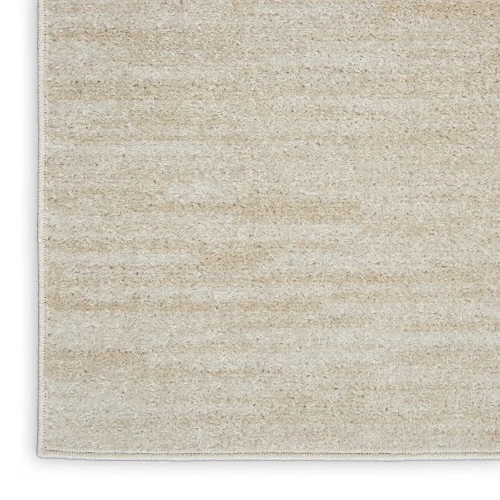8' Beige And Ivory Indoor Outdoor Runner Rug - GreatEagleInc