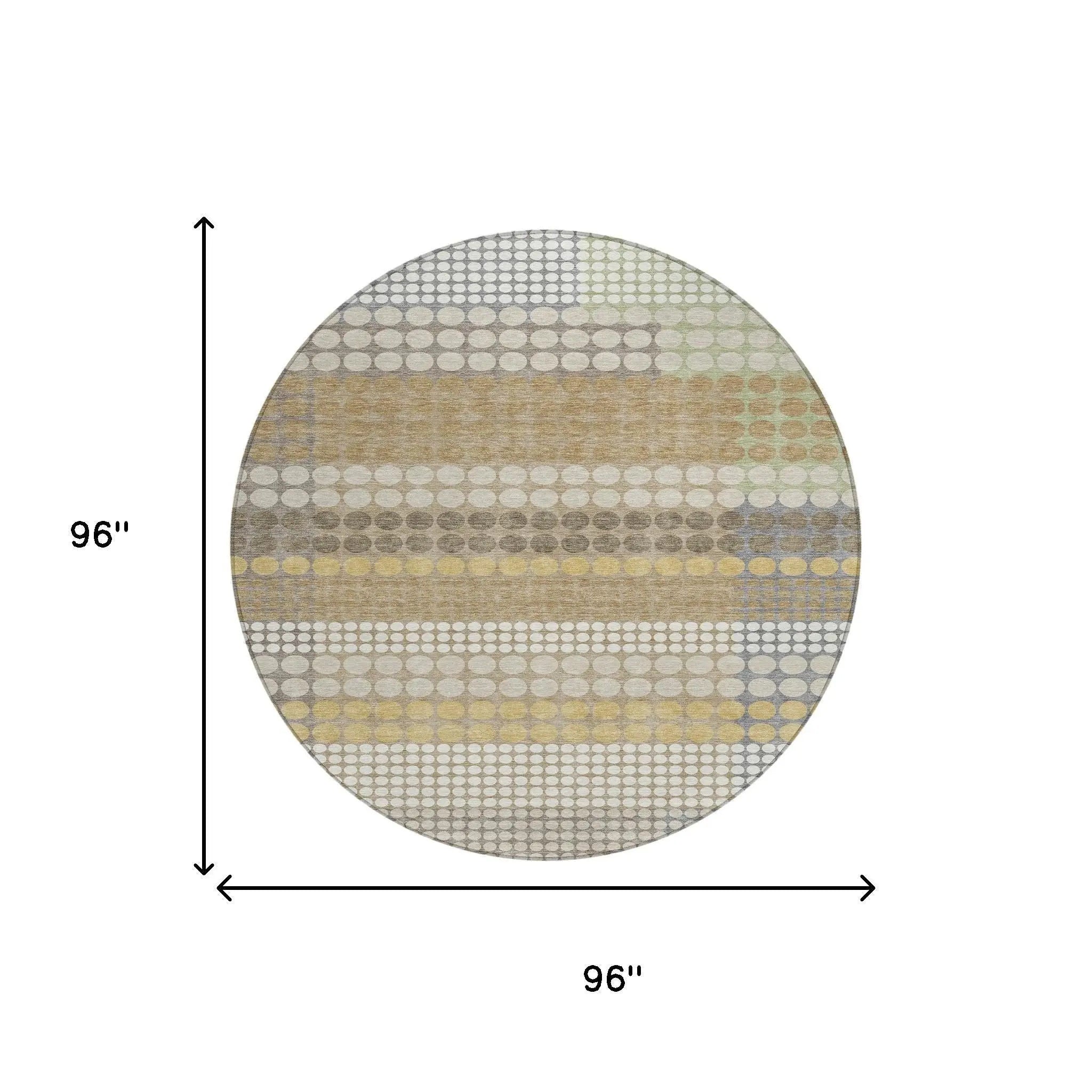 8' Beige And Ivory Round Geometric Washable Indoor Outdoor Area Rug Homeroots Outdoor