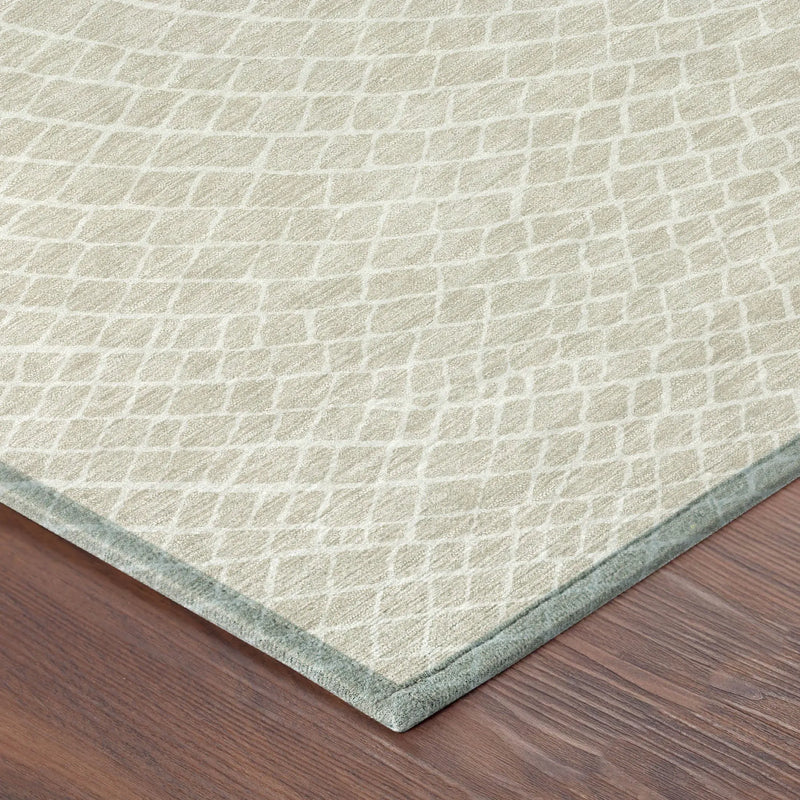 8' Beige And Ivory Round Geometric Washable Indoor Outdoor Area Rug Homeroots Outdoor