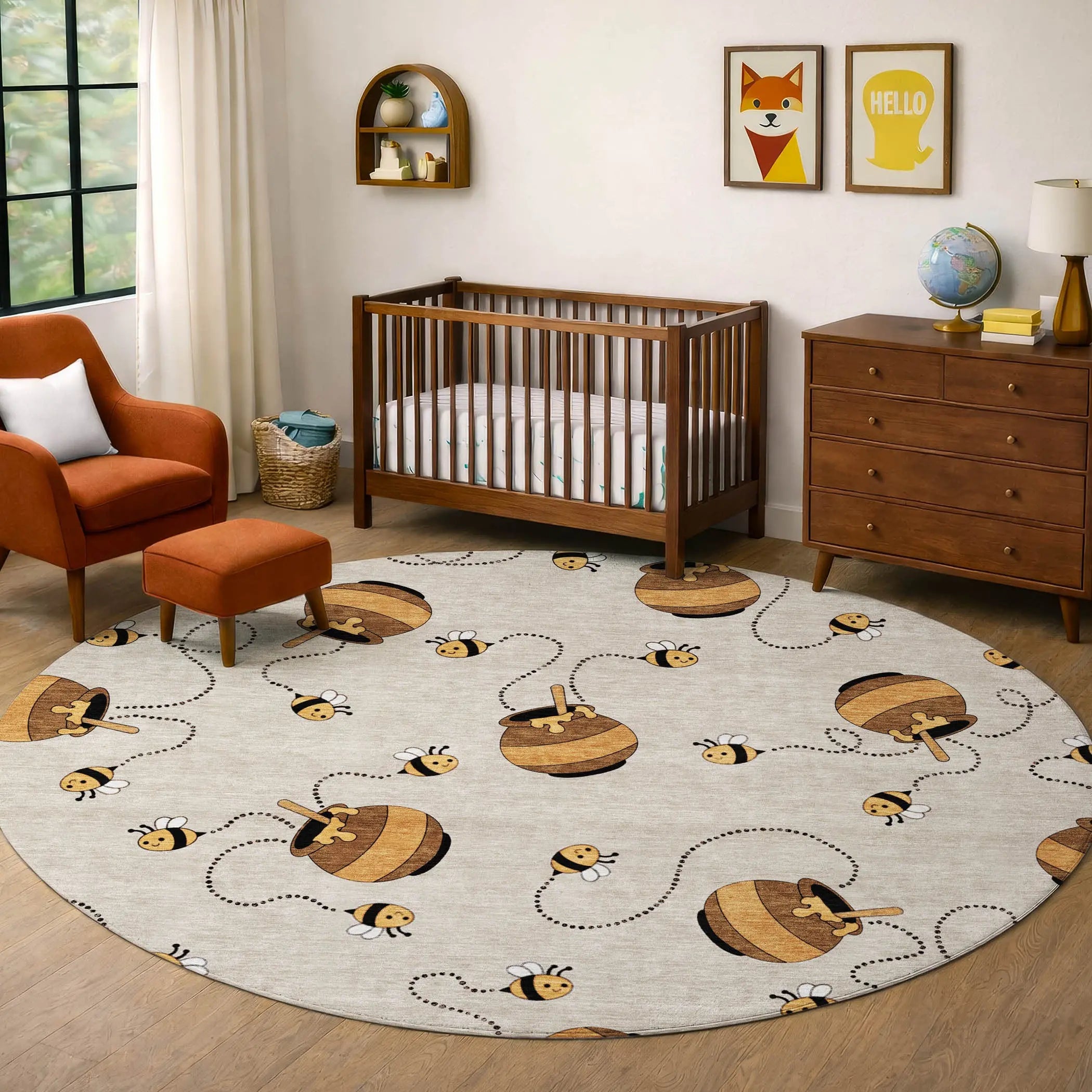 8' Beige And Ivory Round Geometric Washable Indoor Outdoor Area Rug Homeroots Outdoor