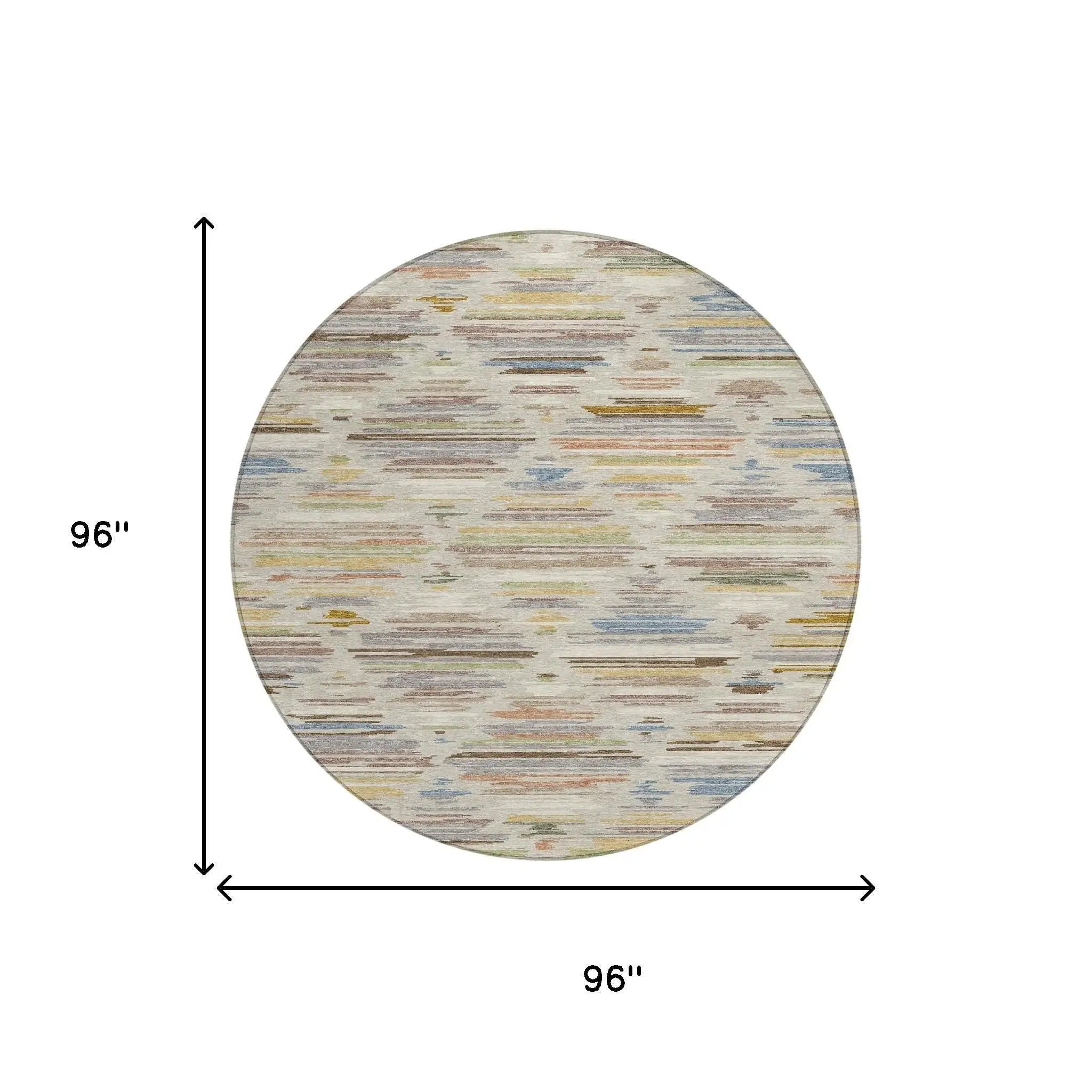 8' Beige And Ivory Round Southwestern Washable Indoor Outdoor Area Rug Homeroots Outdoor