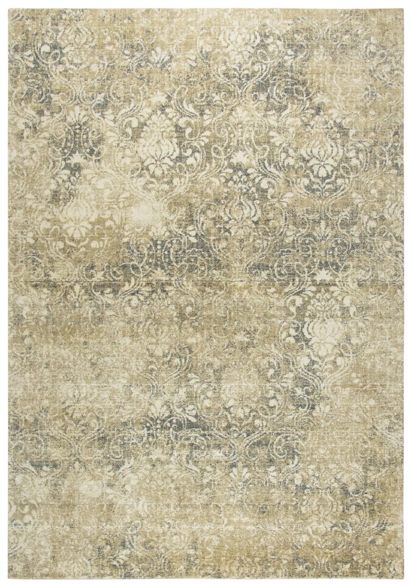 8' Beige And Natural New Zealand Lambs Wool Damask Hand Carved Handmade Area Rug Homeroots Home Decor