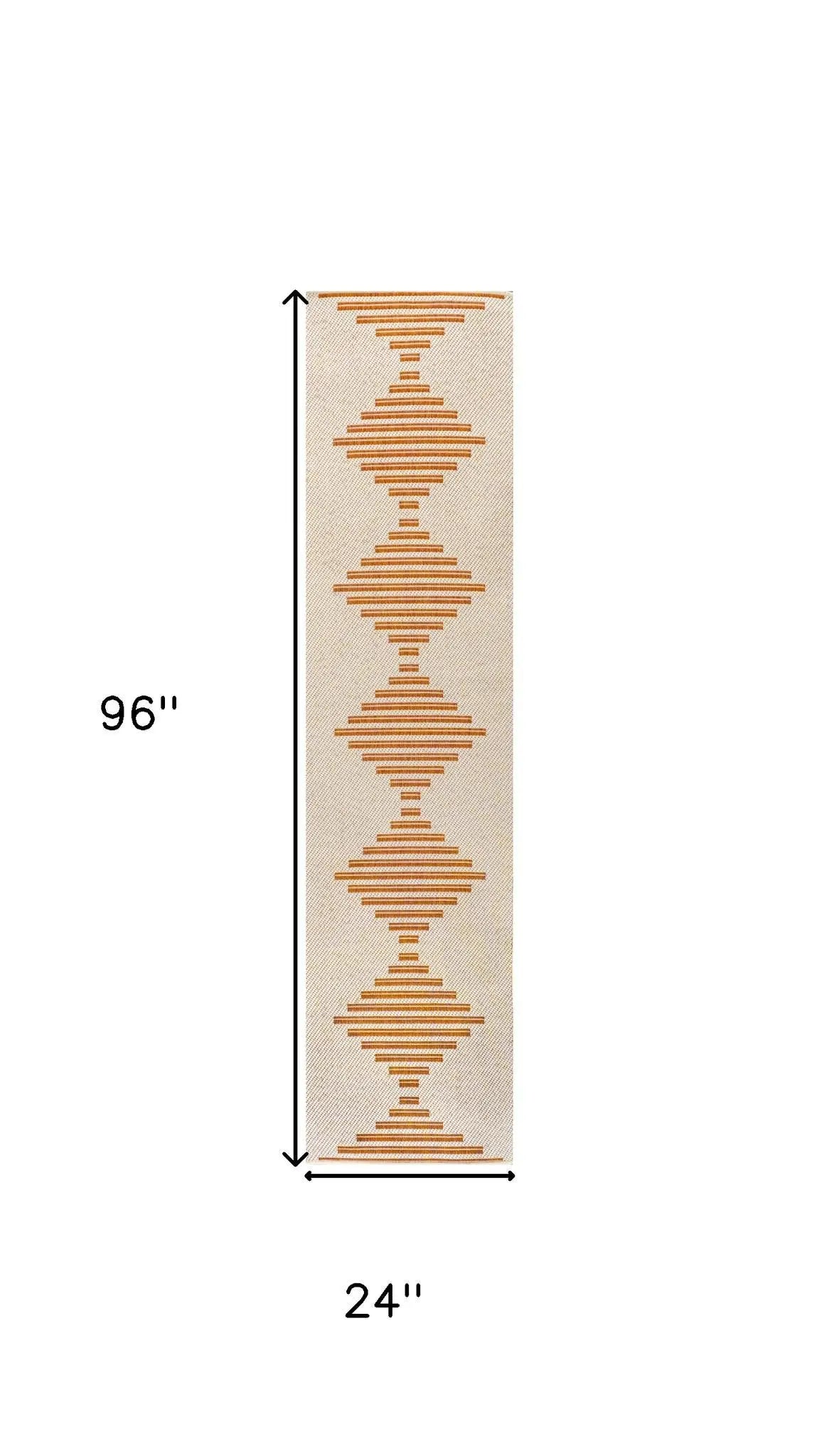 8' Beige And Orange Striped Indoor Outdoor Runner Rug Homeroots Outdoor
