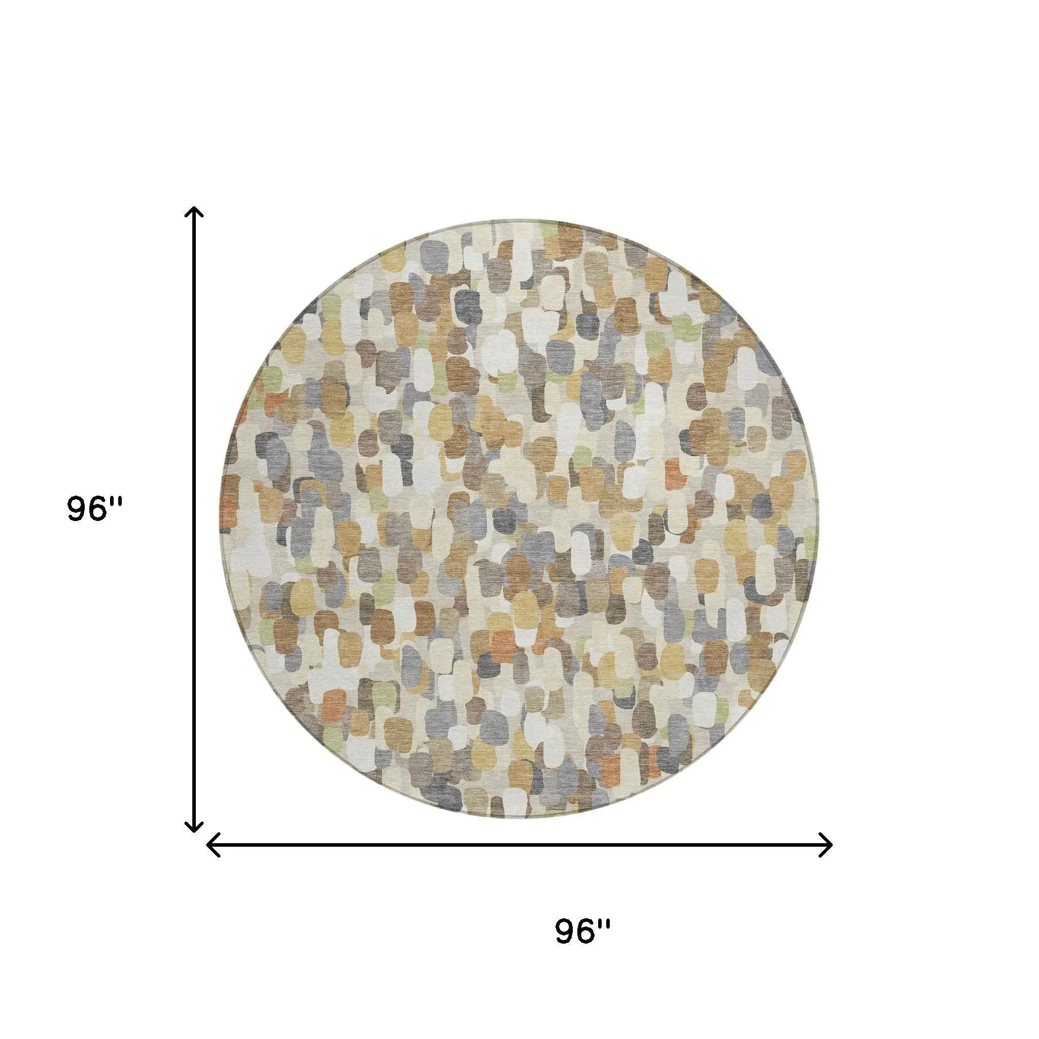 8' Beige And Taupe Round Abstract Washable Indoor Outdoor Area Rug Homeroots Outdoor