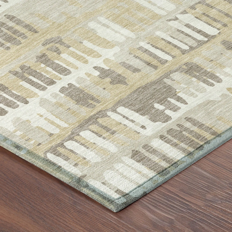 8' Beige And Taupe Round Abstract Washable Indoor Outdoor Area Rug Homeroots Outdoor