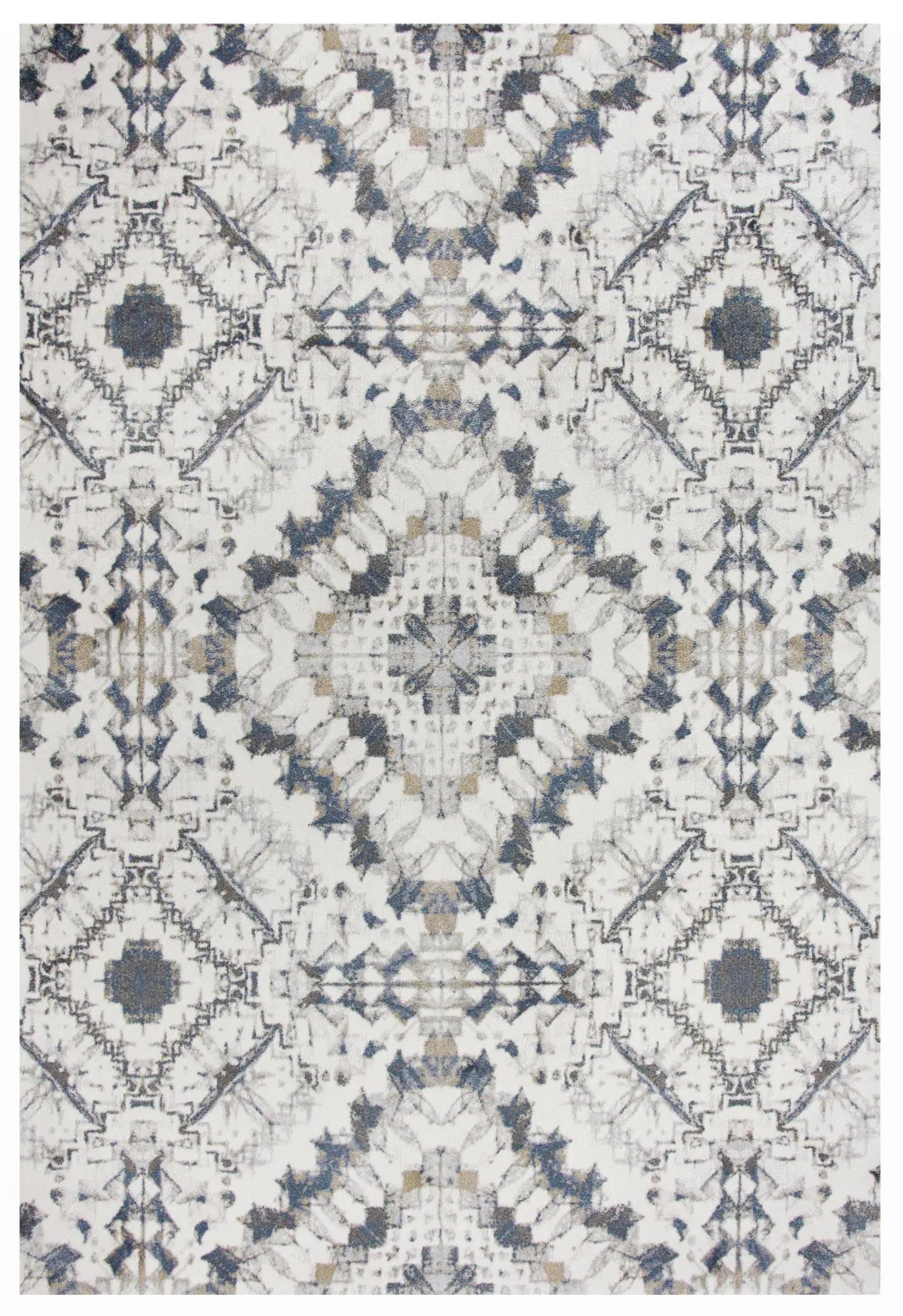 8' Beige Blue Gray And Rust Geometric Area Rug Homeroots Home Decor