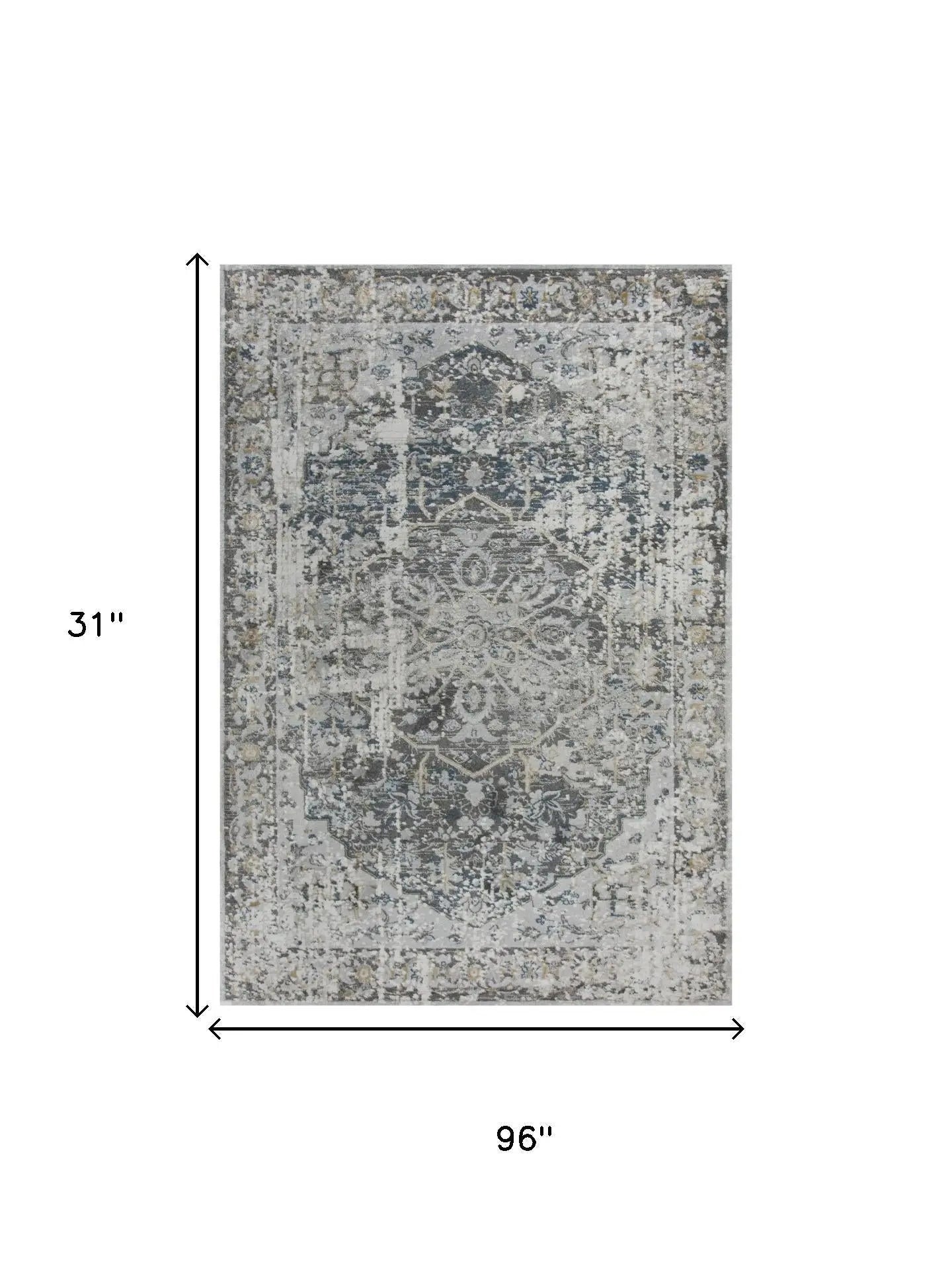 8' Beige Blue Gray And Rust Medallion Area Rug Homeroots Home Decor