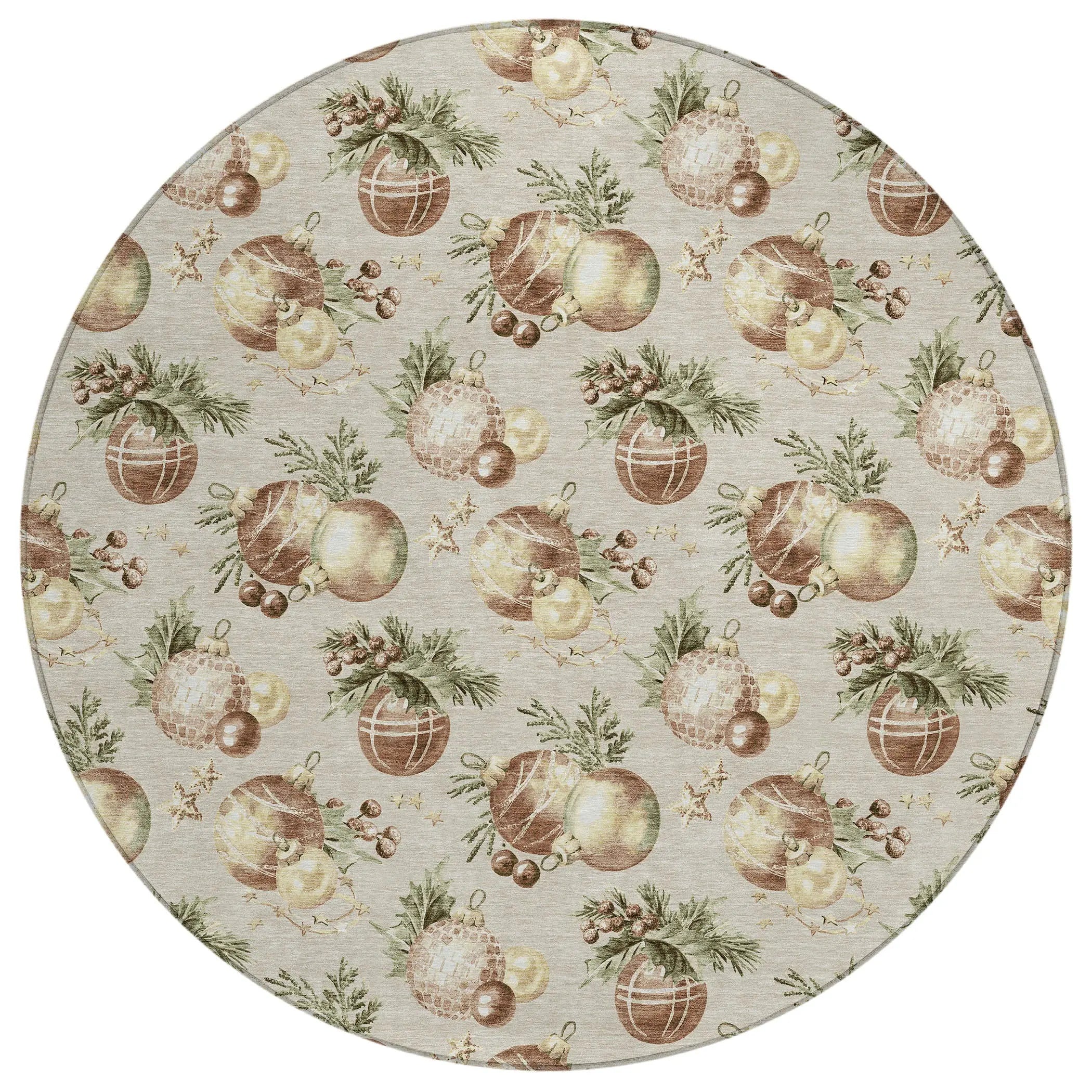8' Beige Brown And Ivory Round Stars Washable Indoor Outdoor Area Rug Homeroots Outdoor