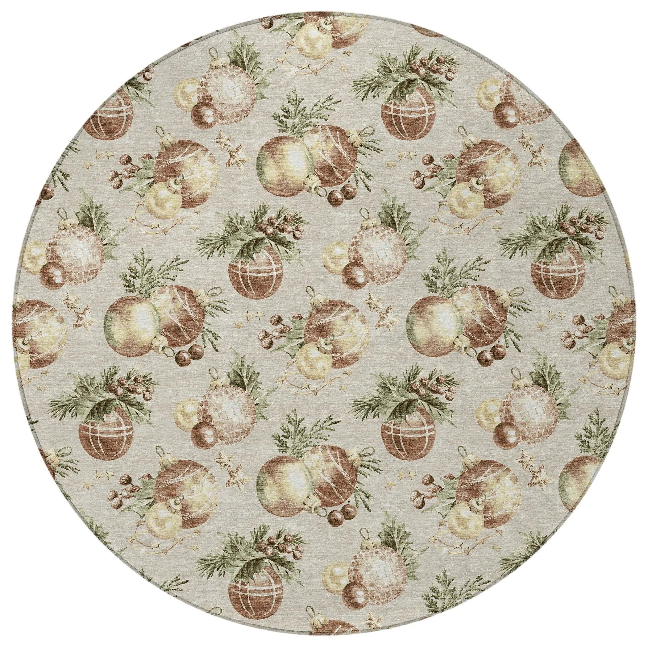 8' Beige Brown And Ivory Round Stars Washable Indoor Outdoor Area Rug Homeroots Outdoor
