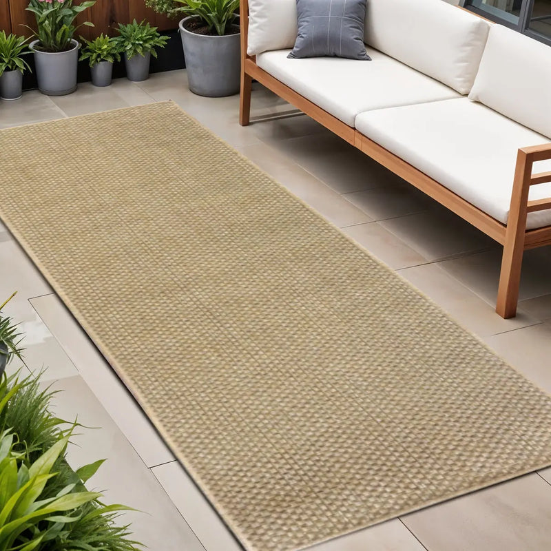 8' Beige Indoor Outdoor Runner Rug Homeroots Outdoor