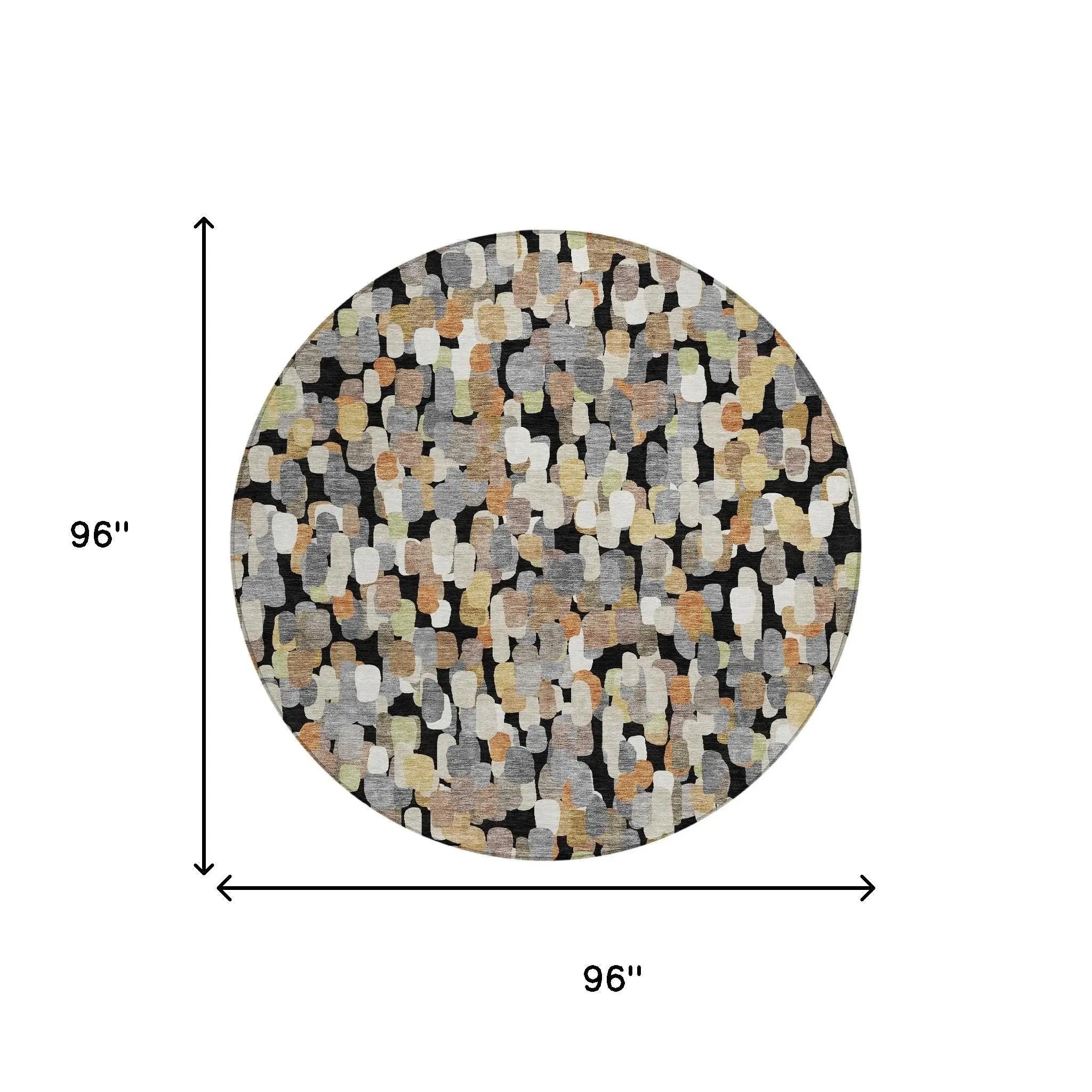 8' Black And Beige Round Abstract Washable Indoor Outdoor Area Rug Homeroots Outdoor