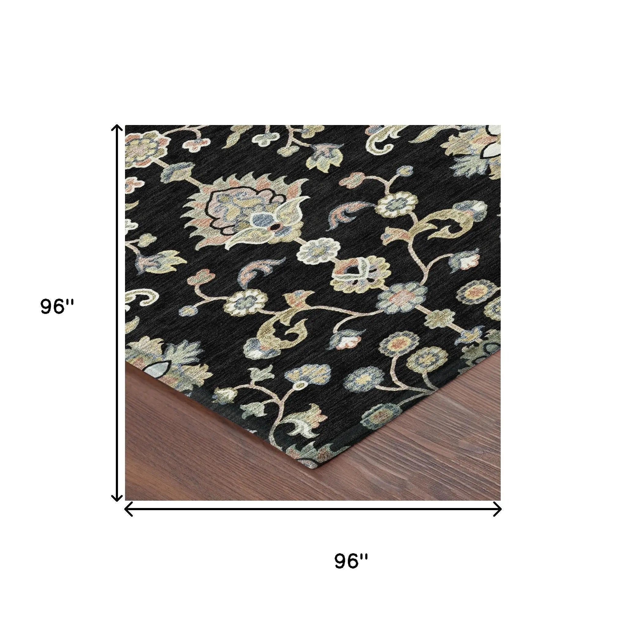 8' Black And Beige Round Abstract Washable Indoor Outdoor Area Rug Homeroots Outdoor
