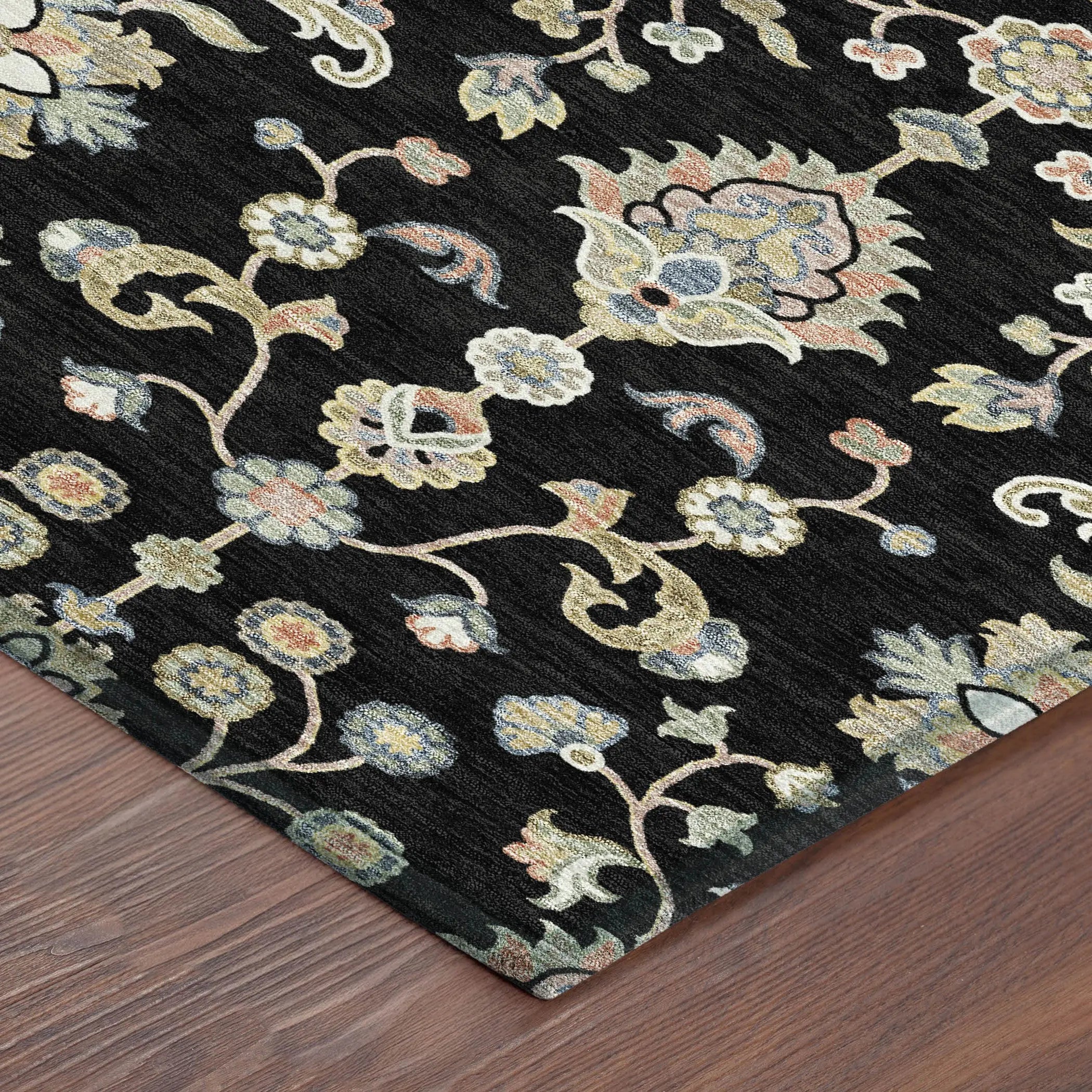 8' Black And Beige Round Abstract Washable Indoor Outdoor Area Rug Homeroots Outdoor