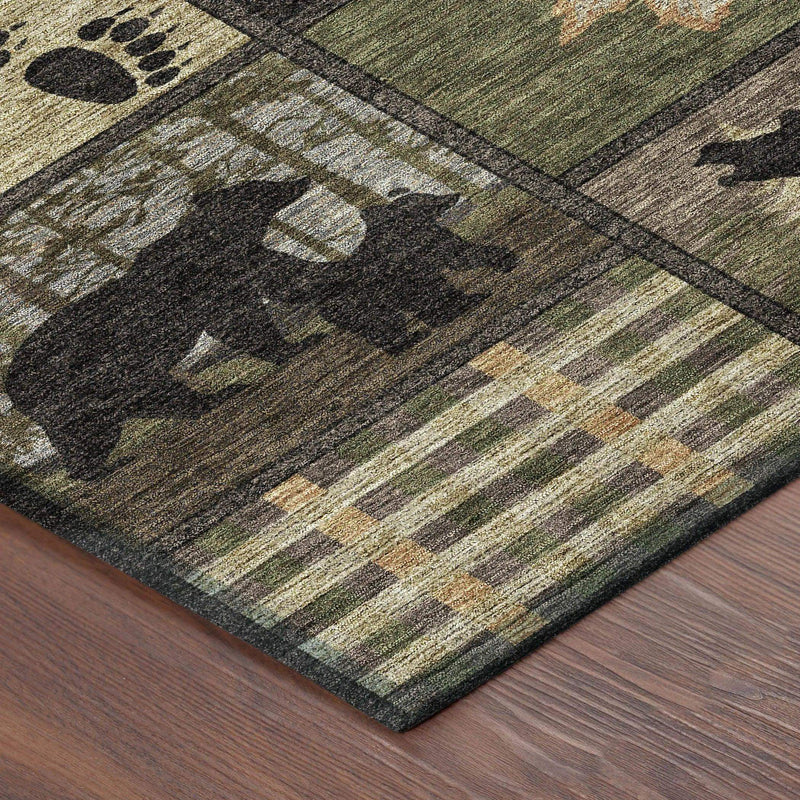 8' Black And Brown Round Bear Washable Indoor Outdoor Area Rug Homeroots Outdoor