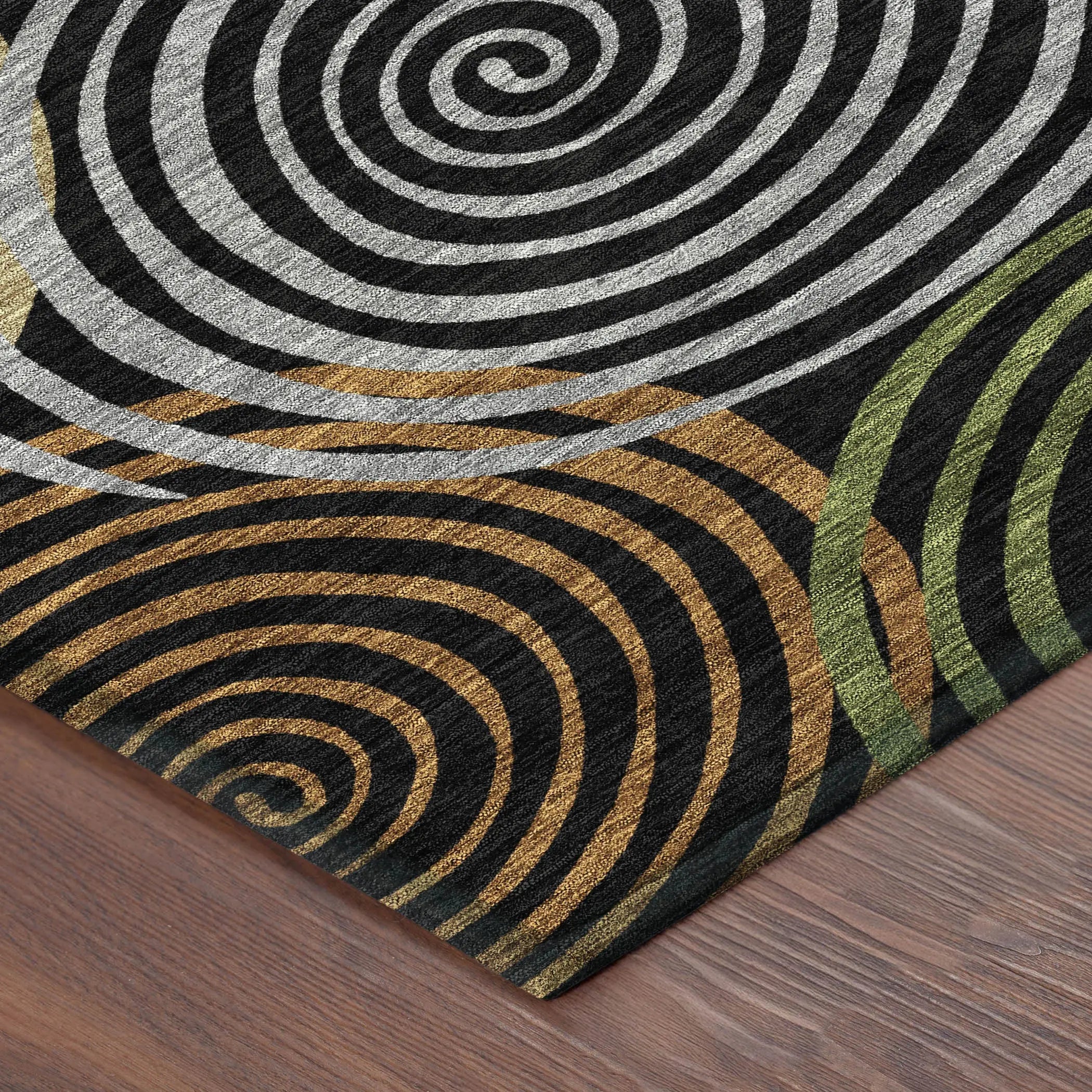 8' Black And Brown Round Geometric Washable Indoor Outdoor Area Rug Homeroots Outdoor
