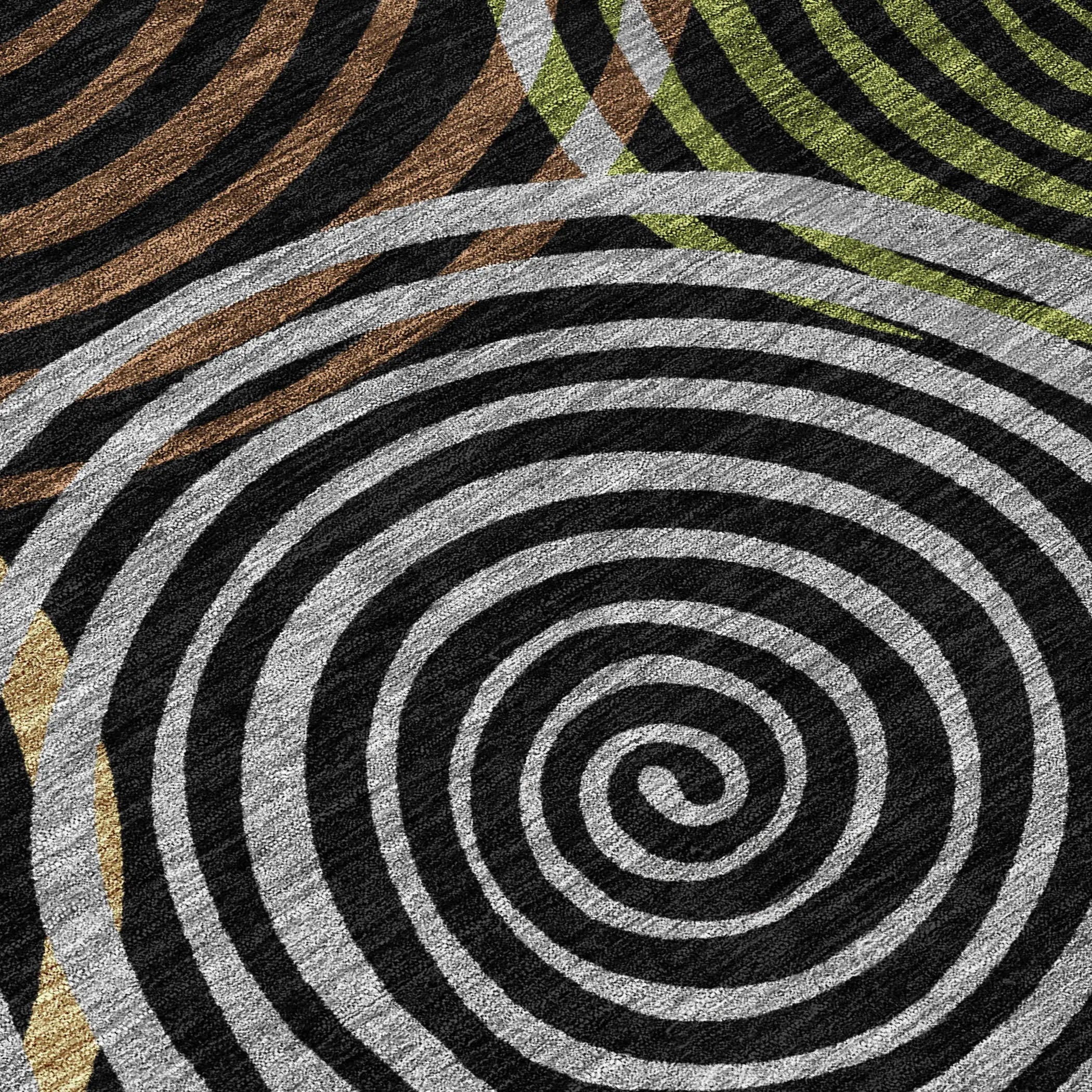 8' Black And Brown Round Geometric Washable Indoor Outdoor Area Rug Homeroots Outdoor