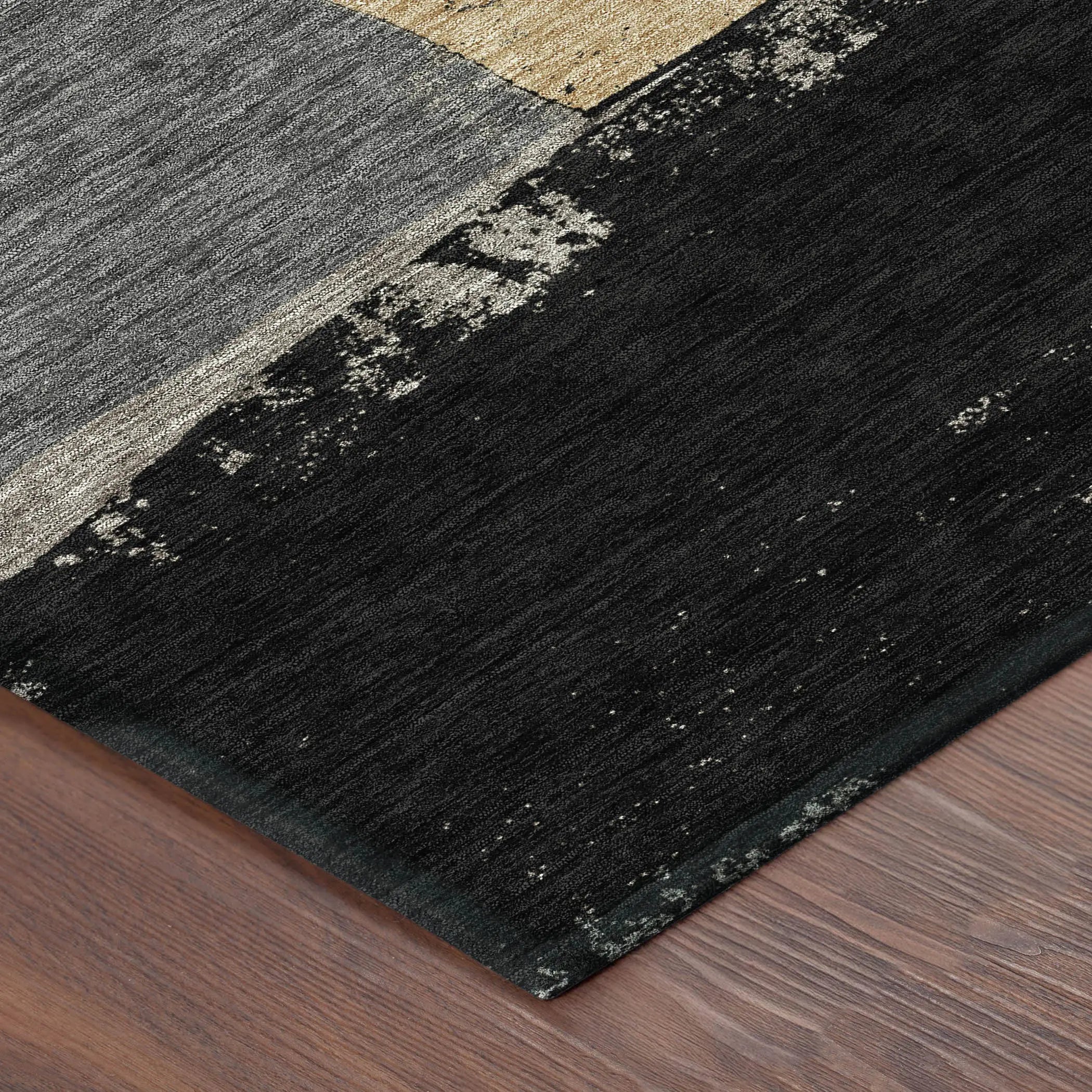 8' Black And Charcoal Round Geometric Washable Indoor Outdoor Area Rug Homeroots Outdoor