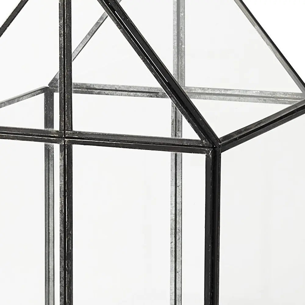 8" Black And Clear Glass And Metal Box Homeroots Office