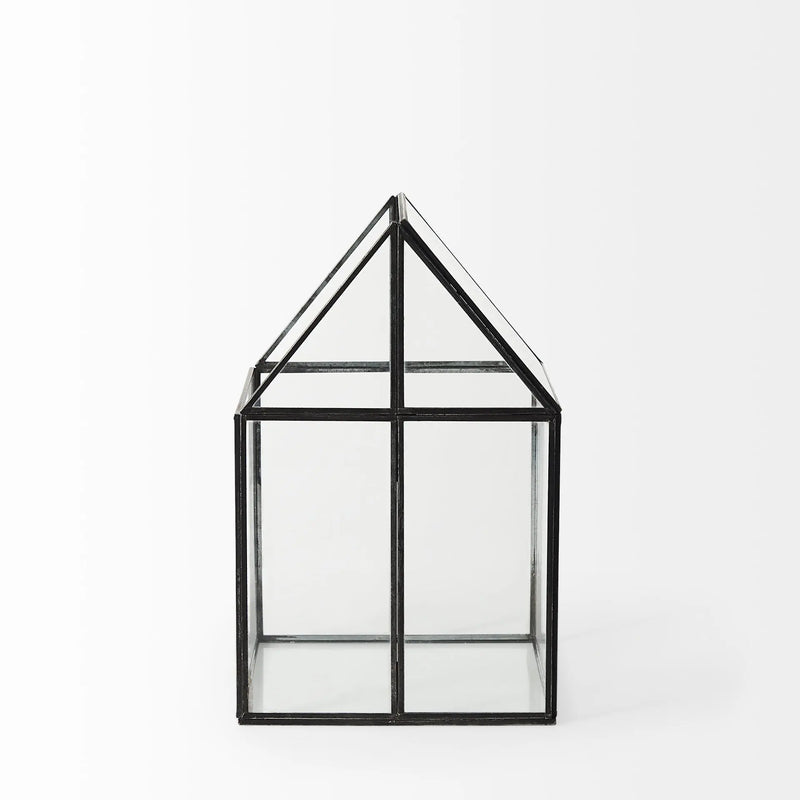 8" Black And Clear Glass And Metal Box Homeroots Office