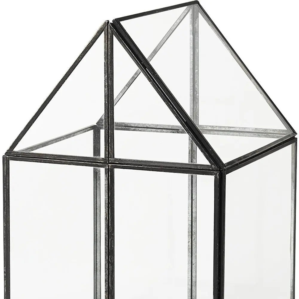 8" Black And Clear Glass And Metal Box Homeroots Office