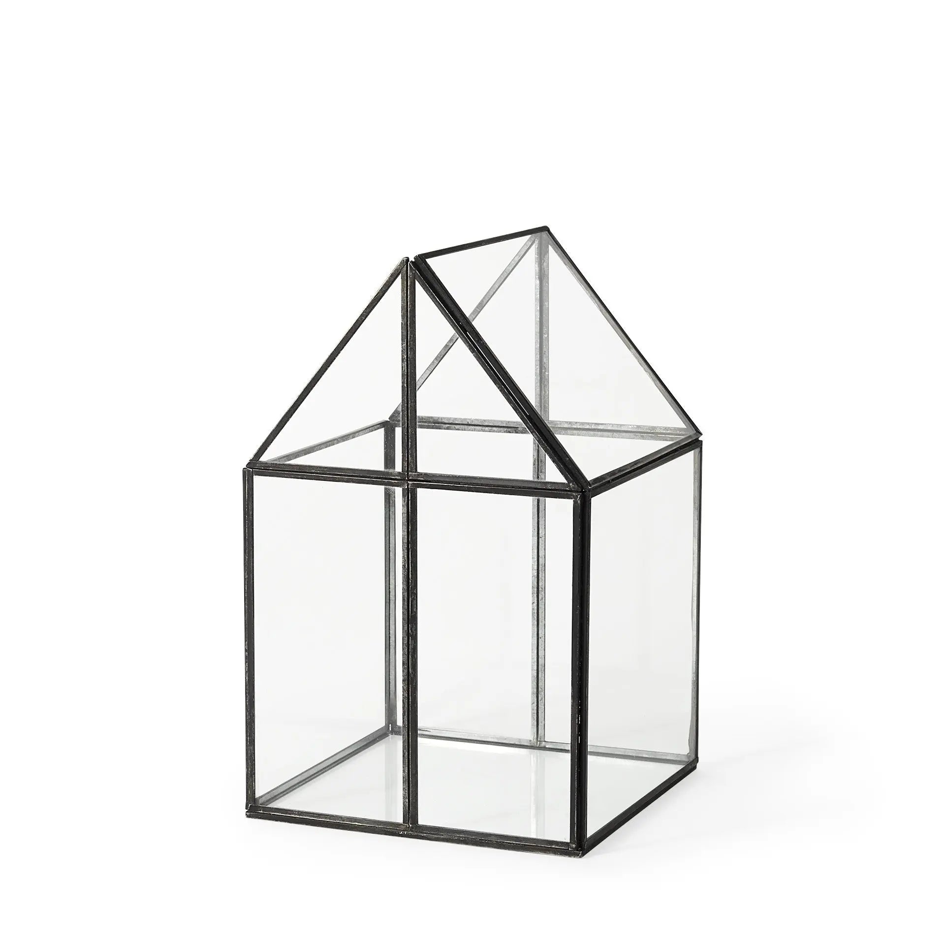 8" Black And Clear Glass And Metal Box Homeroots Office