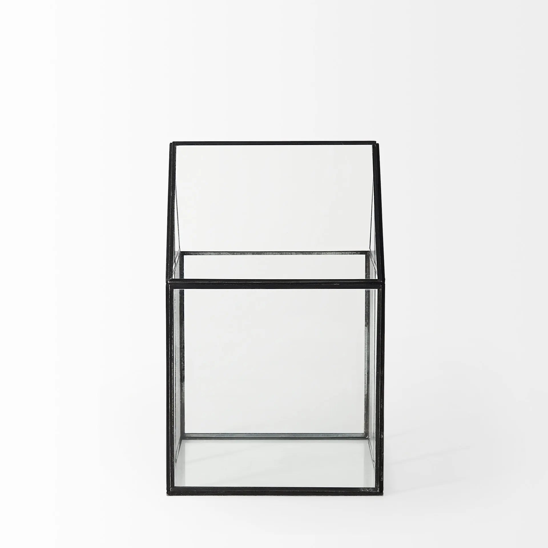 8" Black And Clear Glass And Metal Box Homeroots Office