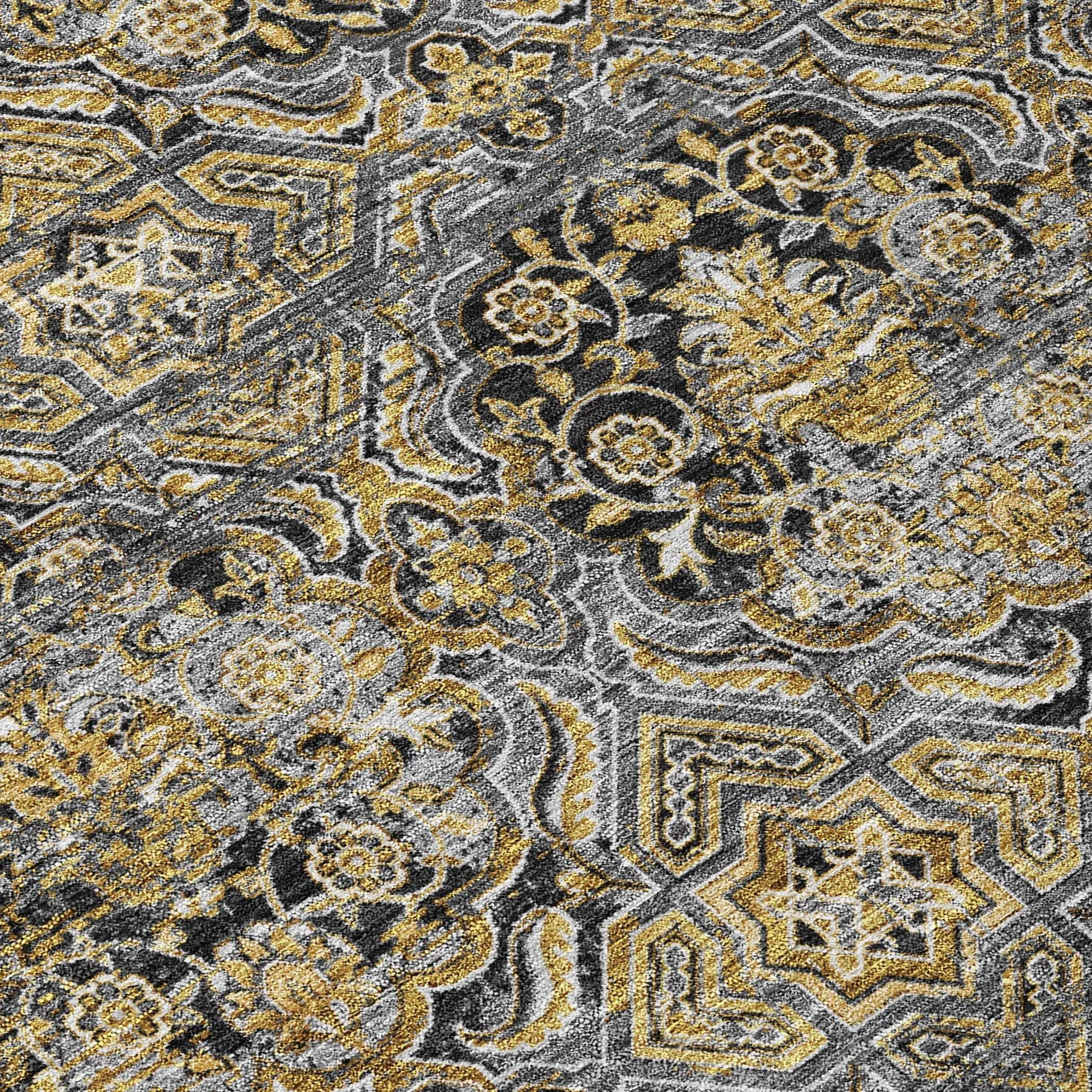 8' Black And Coffee Round Floral Washable Indoor Outdoor Area Rug Homeroots Outdoor