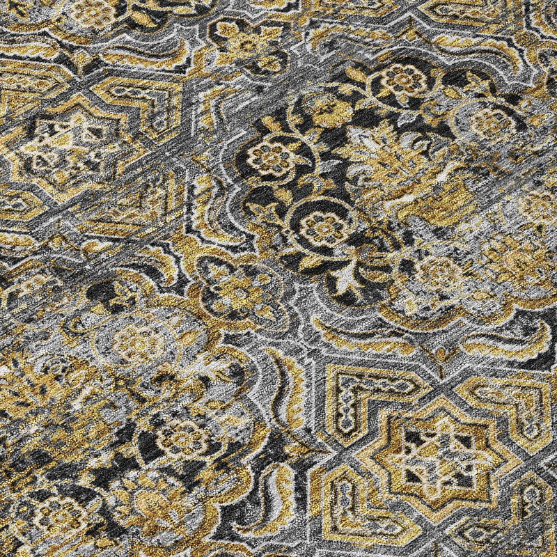 8' Black And Coffee Round Floral Washable Indoor Outdoor Area Rug Homeroots Outdoor