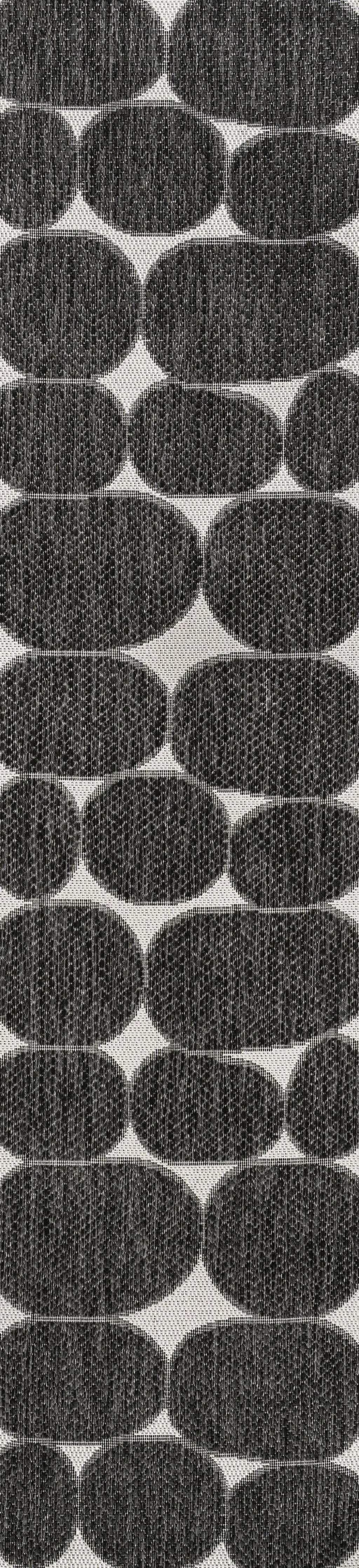 8' Black And Cream Geometric Indoor Outdoor Runner Rug Homeroots Outdoor