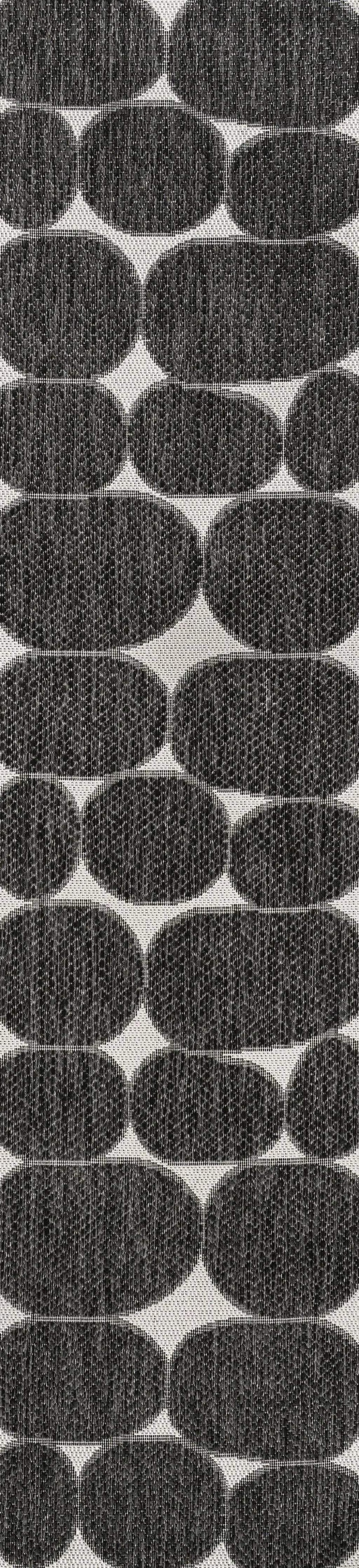 8' Black And Cream Geometric Indoor Outdoor Runner Rug Homeroots Outdoor