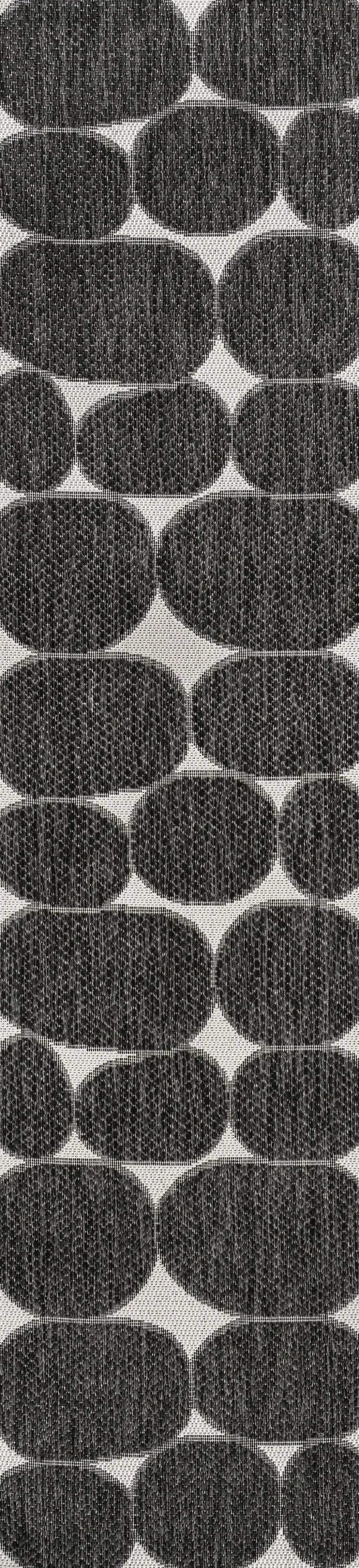8' Black And Cream Geometric Indoor Outdoor Runner Rug Homeroots Outdoor