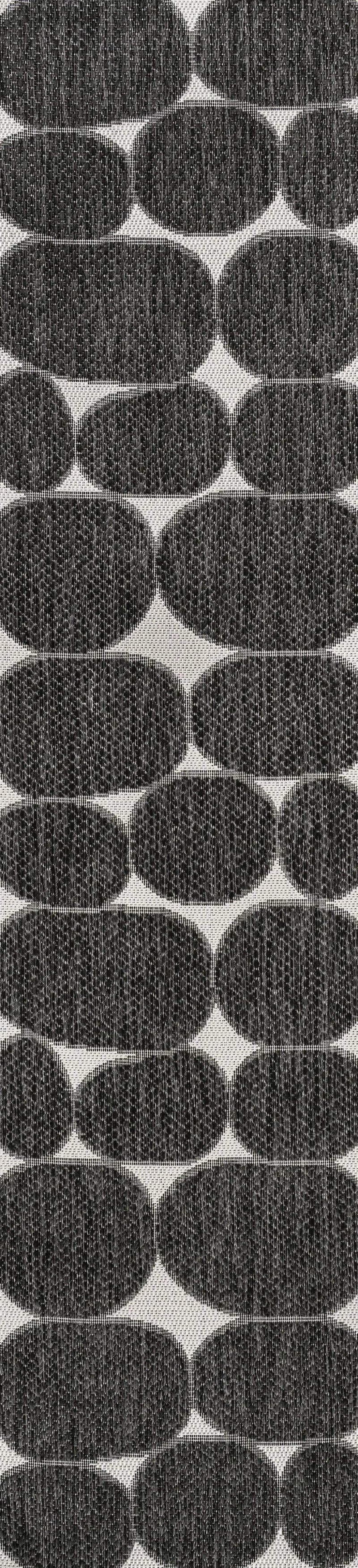 8' Black And Cream Geometric Indoor Outdoor Runner Rug Homeroots Outdoor