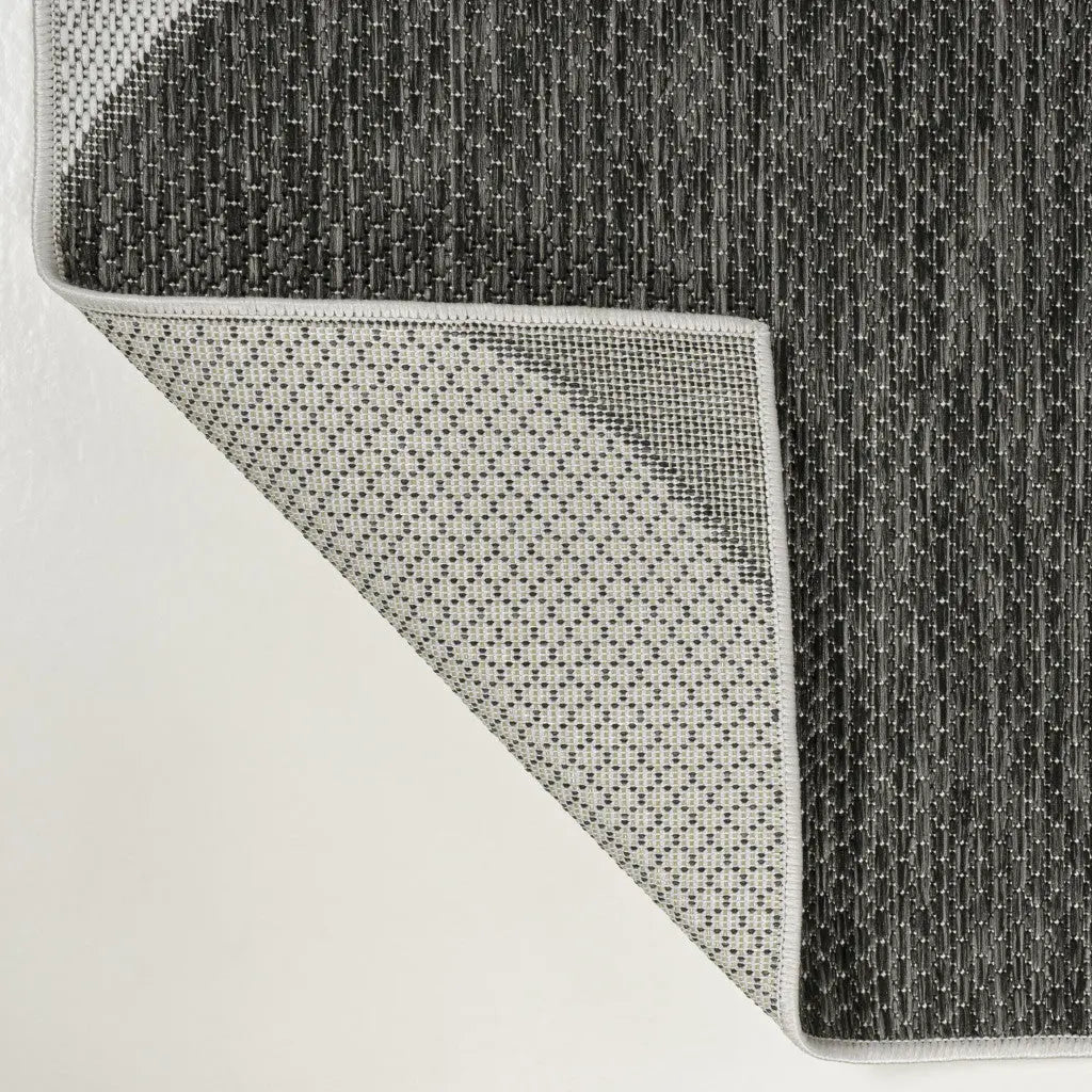 8' Black And Cream Geometric Indoor Outdoor Runner Rug Homeroots Outdoor