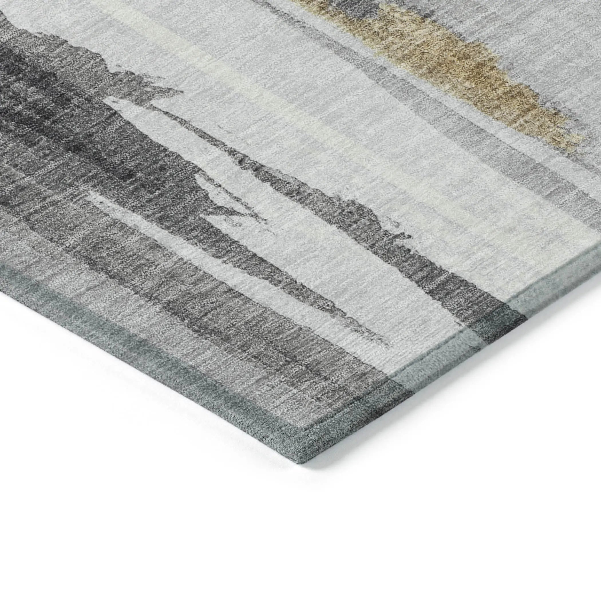 8' Black And Gold Round Abstract Washable Indoor Outdoor Area Rug Homeroots Outdoor