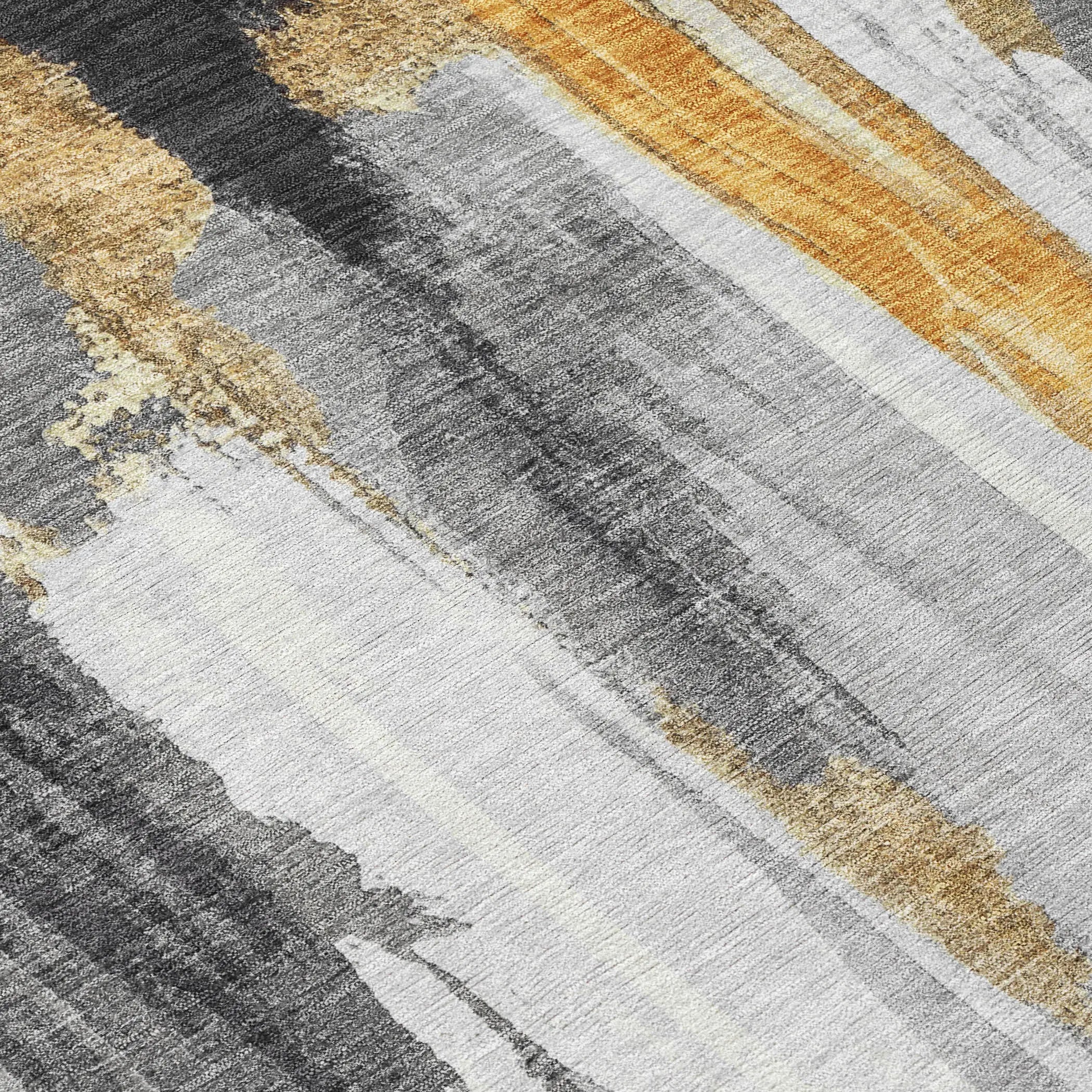 8' Black And Gold Round Abstract Washable Indoor Outdoor Area Rug Homeroots Outdoor