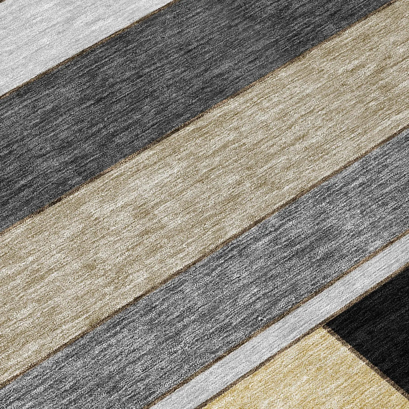 8' Black And Graphite Round Geometric Washable Indoor Outdoor Area Rug Homeroots Outdoor