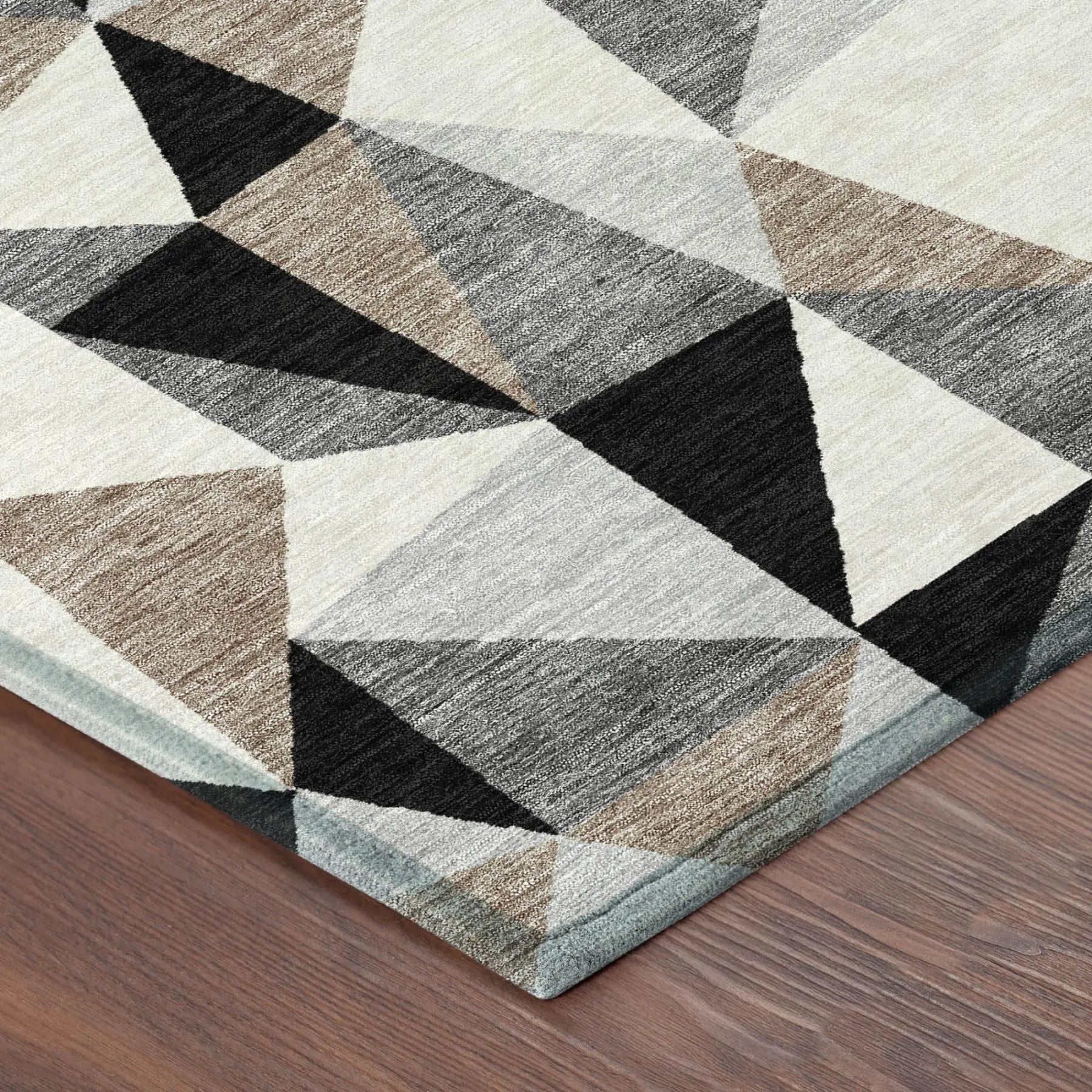 8' Black And Graphite Round Geometric Washable Indoor Outdoor Area Rug Homeroots Outdoor