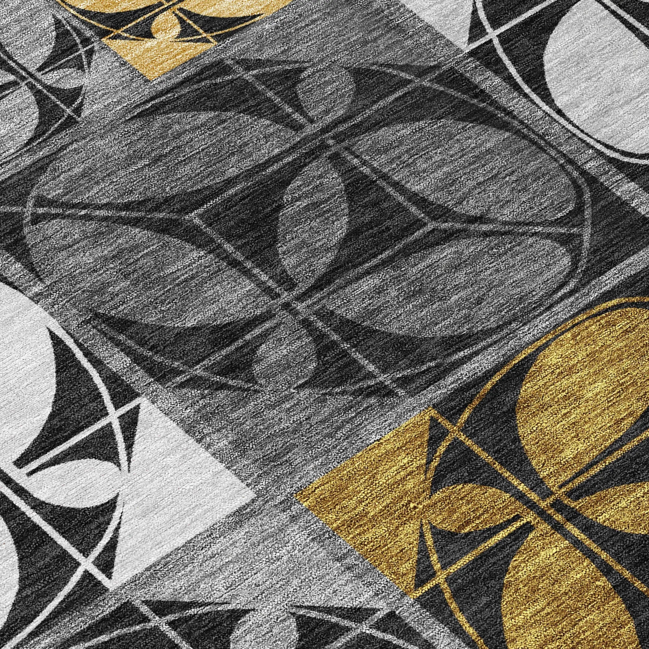 8' Black And Graphite Round Geometric Washable Indoor Outdoor Area Rug Homeroots Outdoor