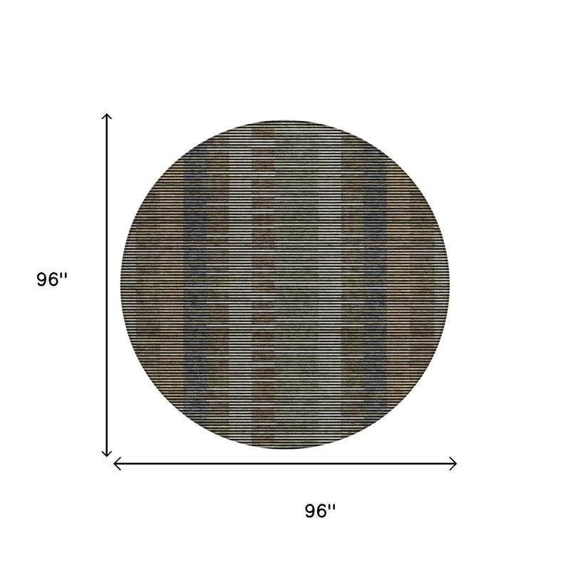 8' Black And Graphite Round Striped Washable Indoor Outdoor Area Rug Homeroots Outdoor
