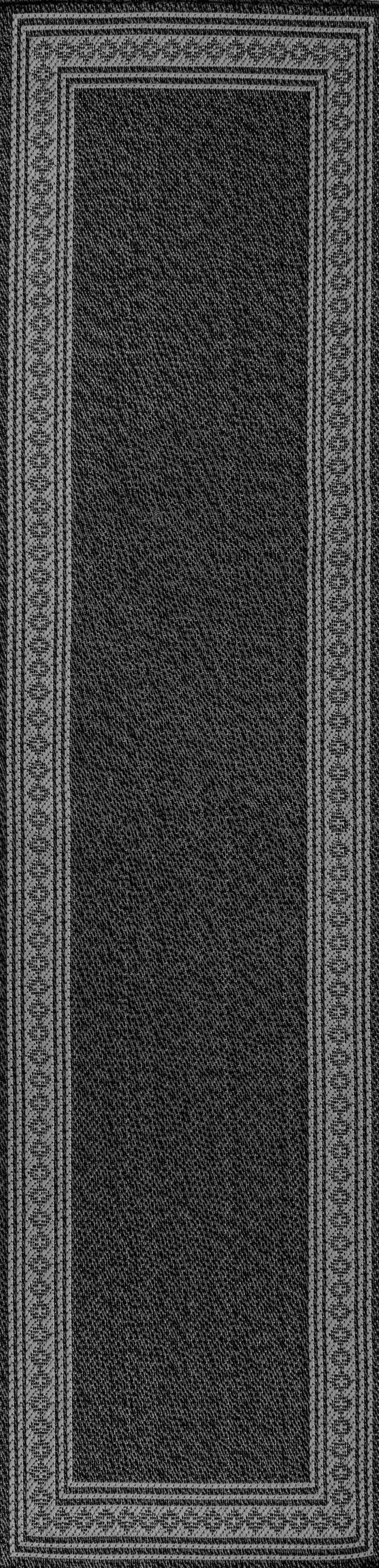 8' Black And Gray Indoor Outdoor Runner Rug - GreatEagleInc